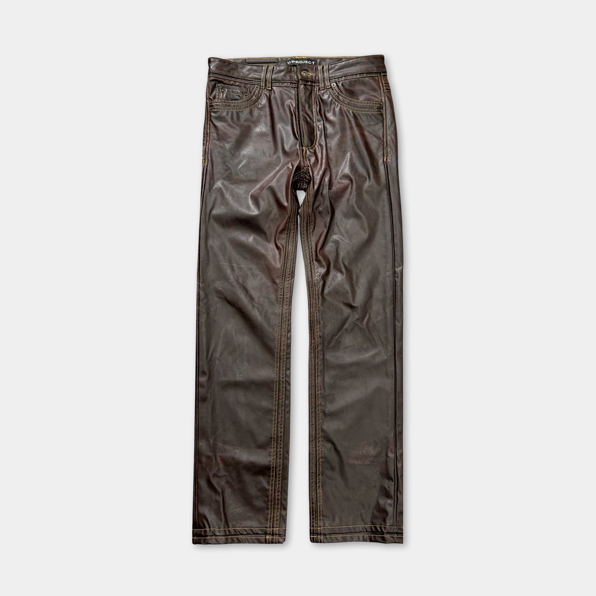 Y/Project Y Project Brown Vegan Leather Pants Size US 32 / EU 48 - 1 Thumbnail