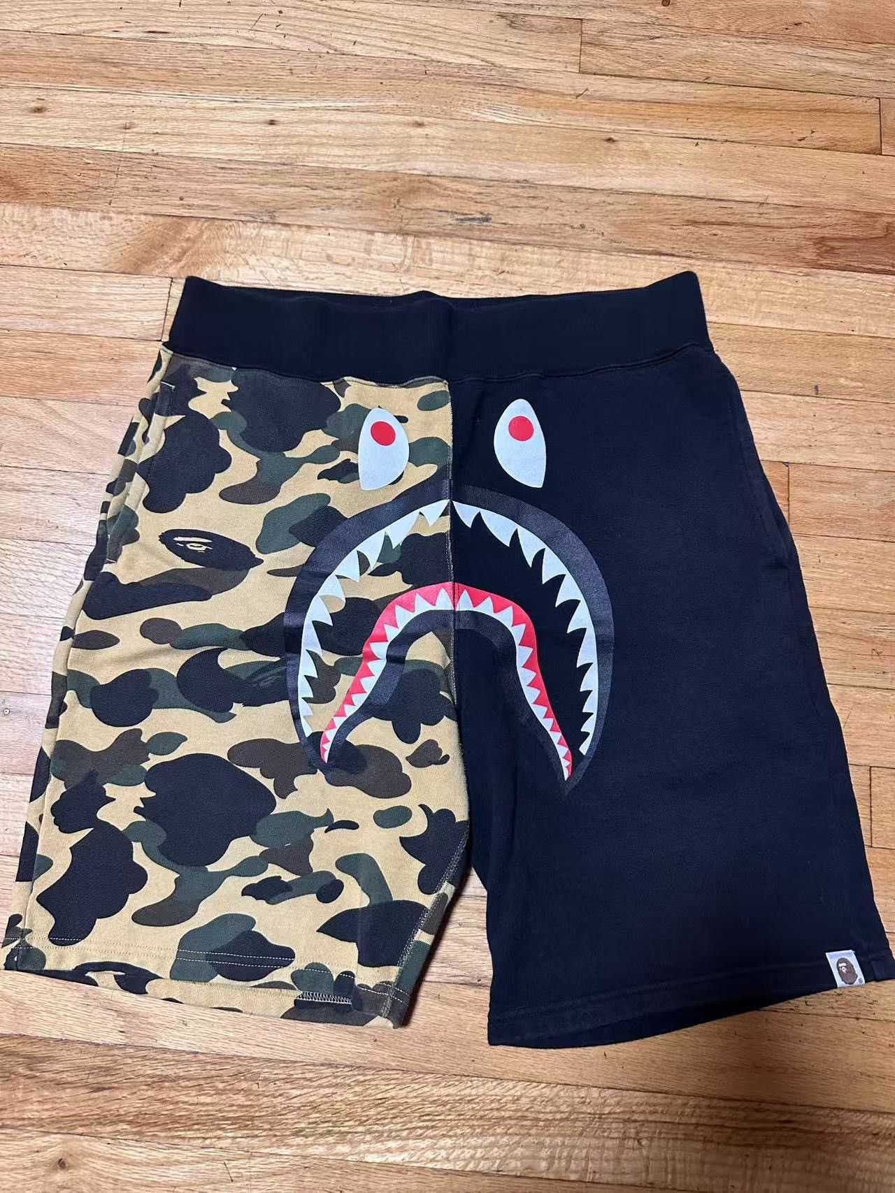 Half Camo Black And Camo Bape Shorts Bape Camo Shark Short Size Xl