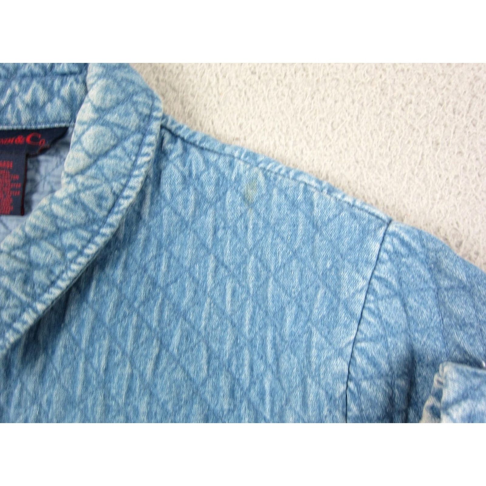 Denim & Co. Vintage Denim & Co Jacket Womens Large Blue Quilted Bomber Full Zip Cotton 90s Size L / US 10 / IT 46 - 4 Thumbnail