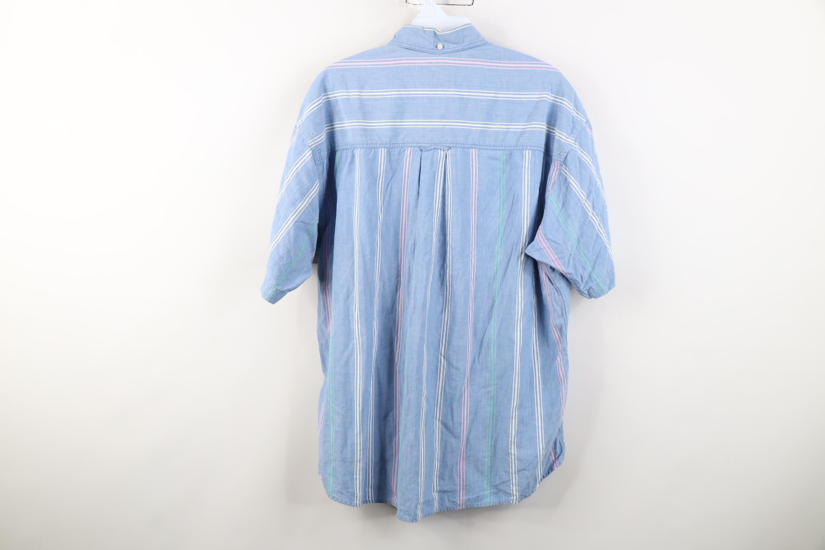 Vintage Vintage 90s Streetwear Chambray Short Sleeve Button Shirt Size US L / EU 52-54 / 3 - 13 Thumbnail