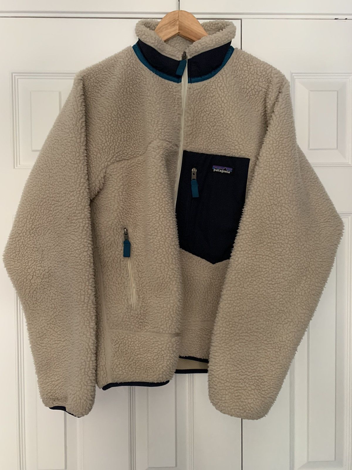 Patagonia Patagonia Retro X Deep Pile Fleece Natural Beige Blue | Grailed