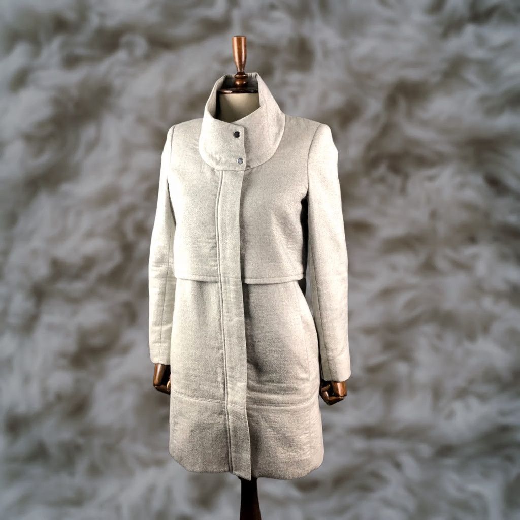 Helmut Lang HELMUT LANG Full Zip Coat Wool Women Gray P Coat Size S / US 4 / IT 40 - 1 Thumbnail