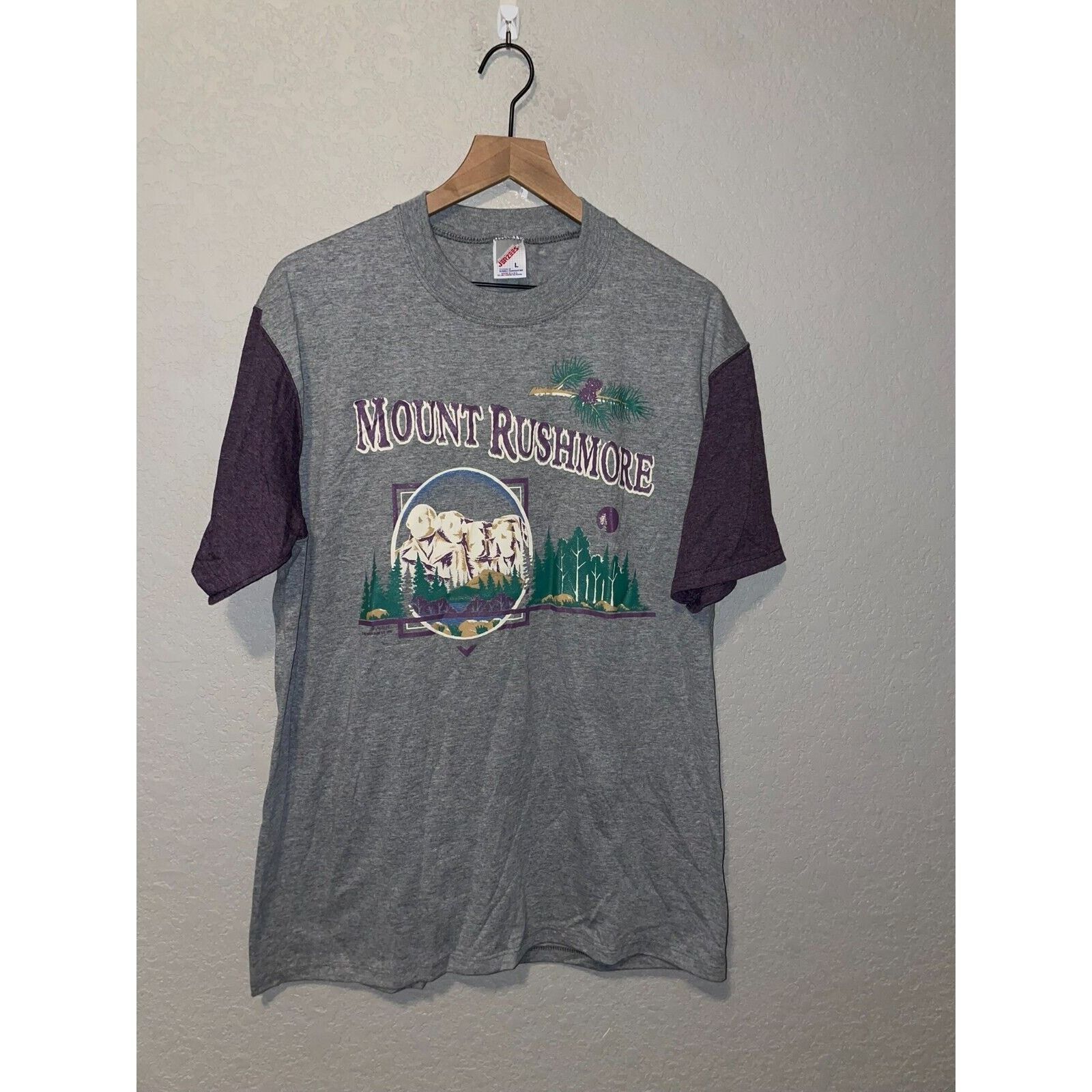 Jerzees × Vintage Vintage Mount Rushmore Shirt Jerzees Gray Tee VTG 90s Large Size US L / EU 52-54 / 3 - 1 Thumbnail