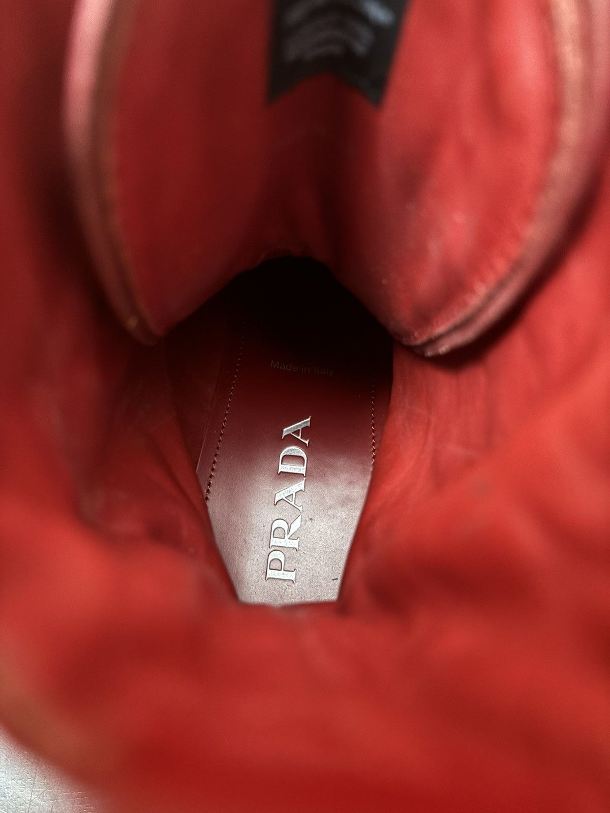 Prada Prada Re Nylon Monolith Pouch Combat Boots Red Size US 9.5 / EU 42-43 - 10 Thumbnail