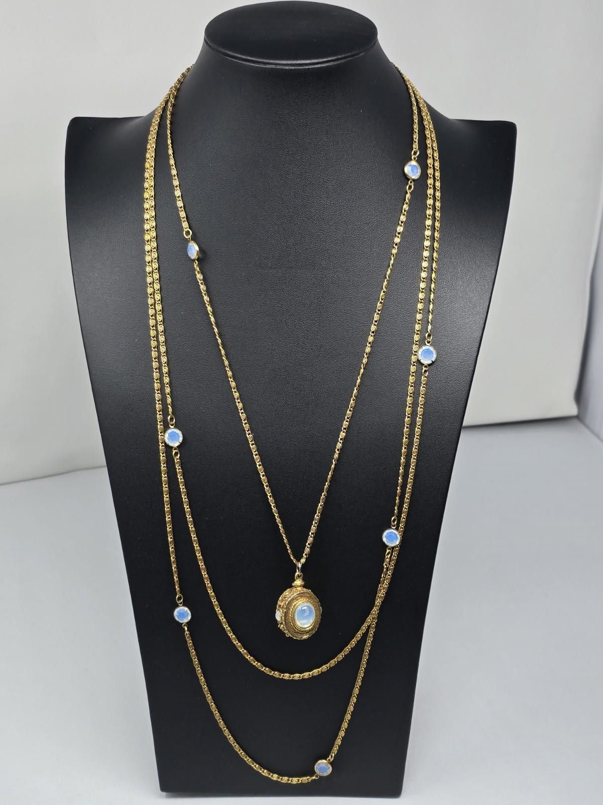 Other Vintage Goldette Multi Strand Necklace w/ Opaline Pendant Size ONE SIZE - 1 Thumbnail