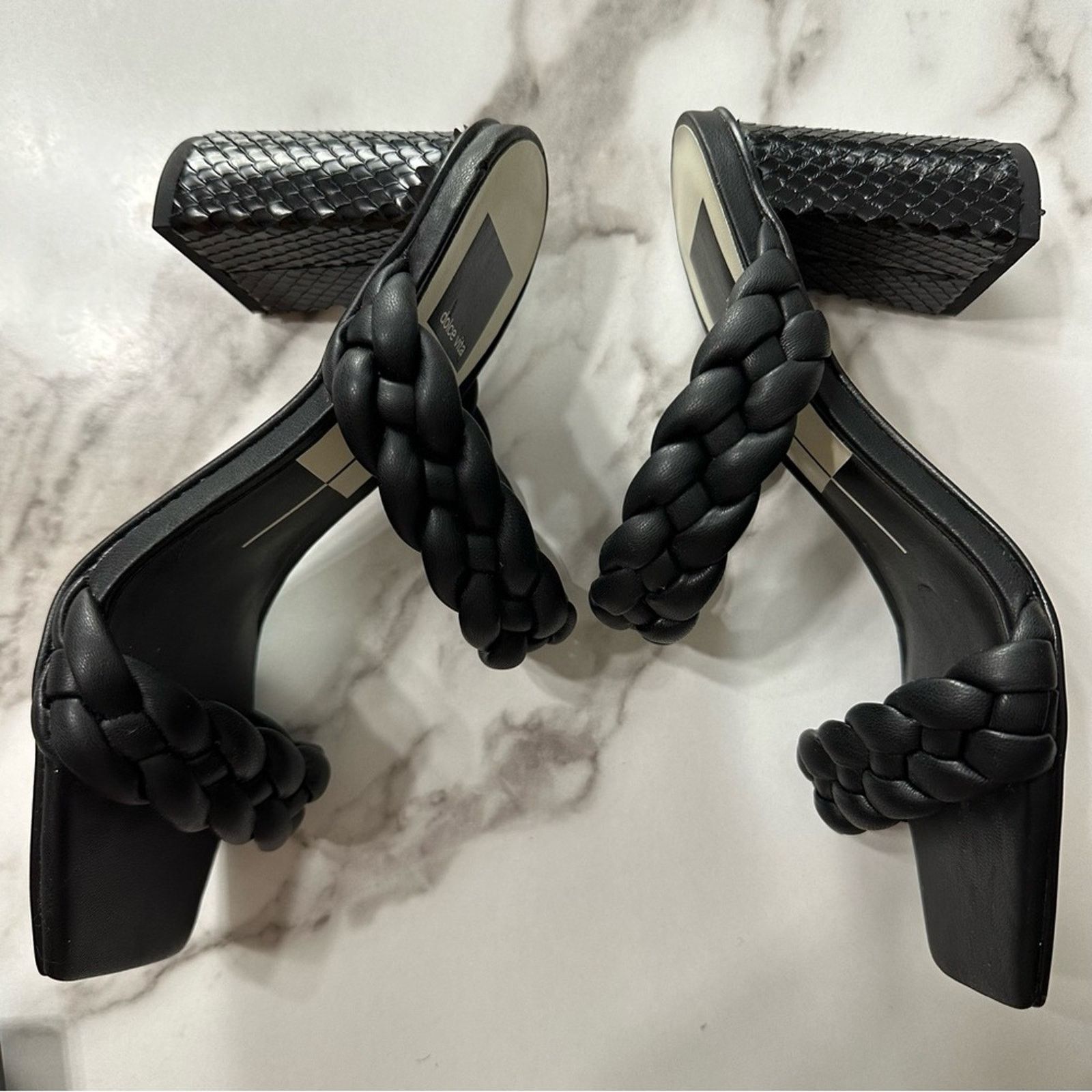 Dolce Vita DOLCE VITA Paily Braided Sandal Heels Sz 6 Black Vaca Party Size US 6.5 / IT 36.5 - 9 Thumbnail