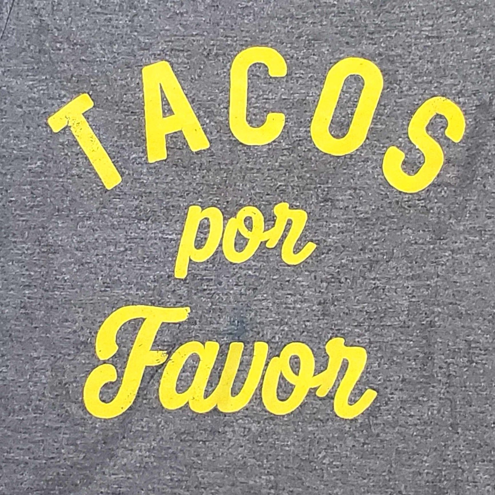 Vintage Jerry Leigh Women’s T Shirt “TACOS POR FAVOR” Gray XL/XG Short Sleeve (16/18) Regular Women T-Shirt Size XL / US 12-14 / IT 48-50 - 2 Thumbnail