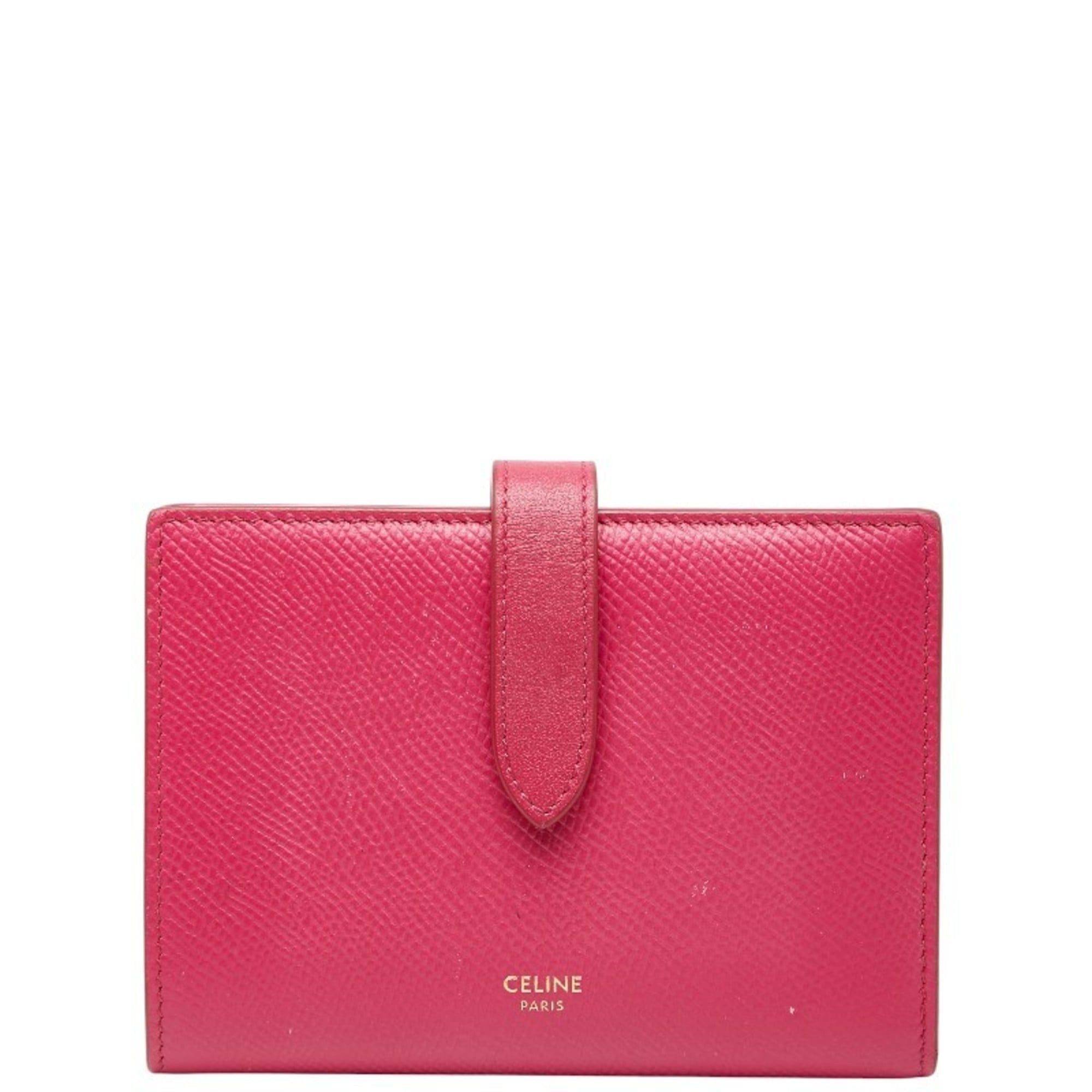 Celine Celine Strap Wallet Bifold Pink Leather Women's CELINE Size ONE SIZE - 1 Thumbnail