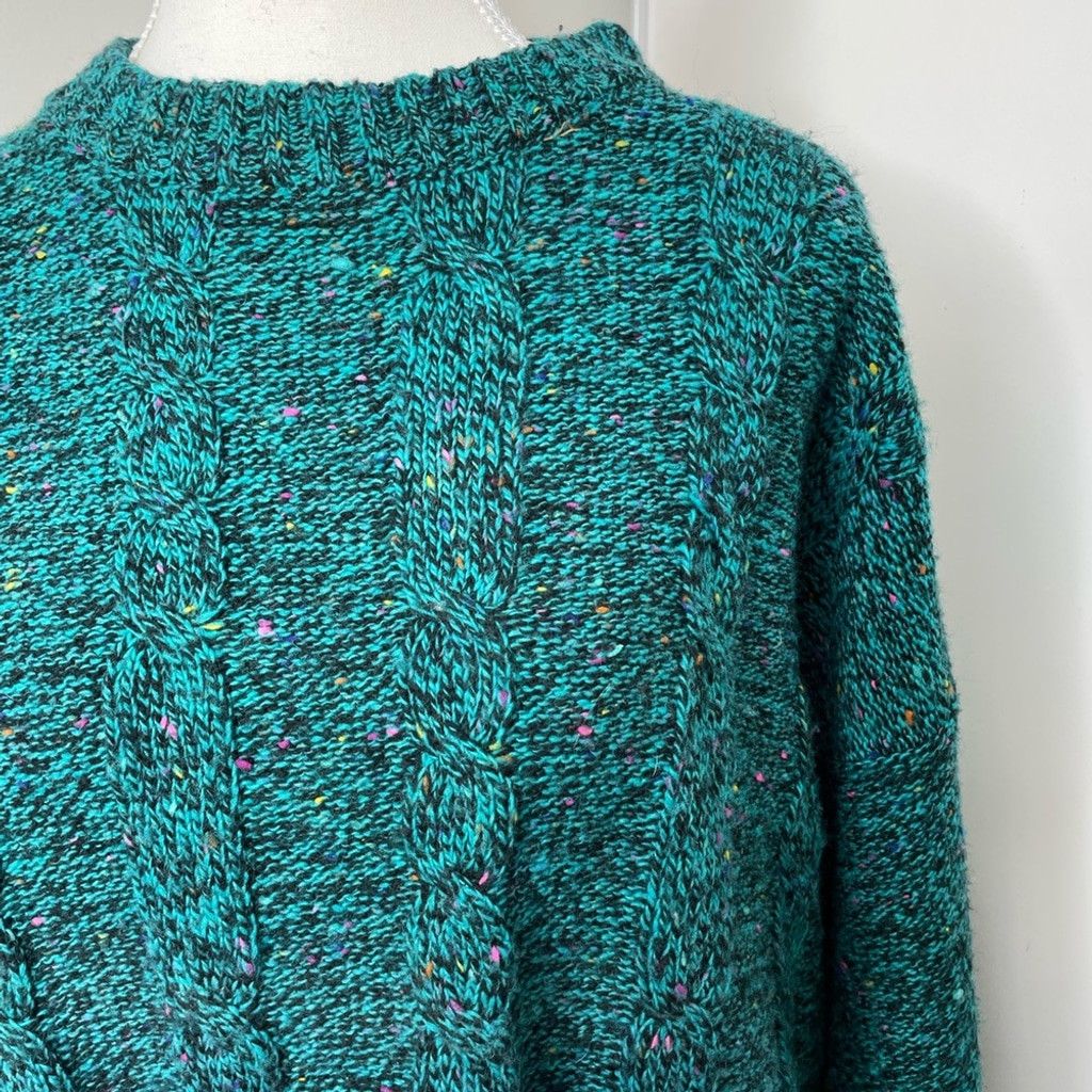 Vintage Vintage Wool Cable Knit Crew Neck Speckled Sweater L Size L / US 10 / IT 46 - 2 Thumbnail