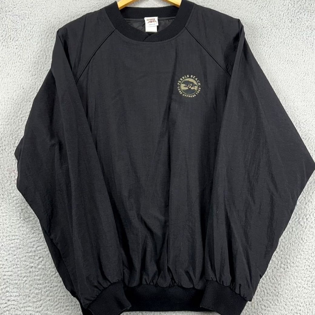 Vintage VINTAGE Crazy Shirts Pebble Beach Pullover Jacket Mens Medium Black Regular Jacket Mens Pebble Beach 90s Outdoor Crewwear Size US M / EU 48-50 / 2 - 2 Thumbnail