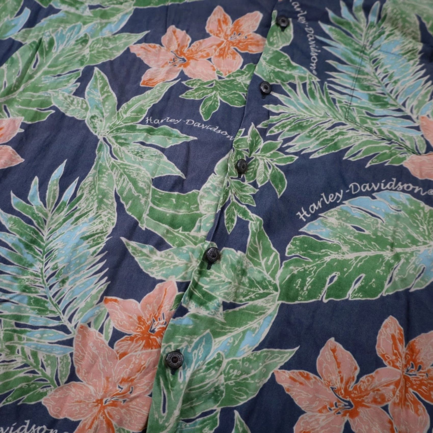 Harley Davidson VINTAGE Harley Davidson Mens XL Floral Hawaiian Button Up Shirt Size US XL / EU 56 / 4 - 4 Thumbnail