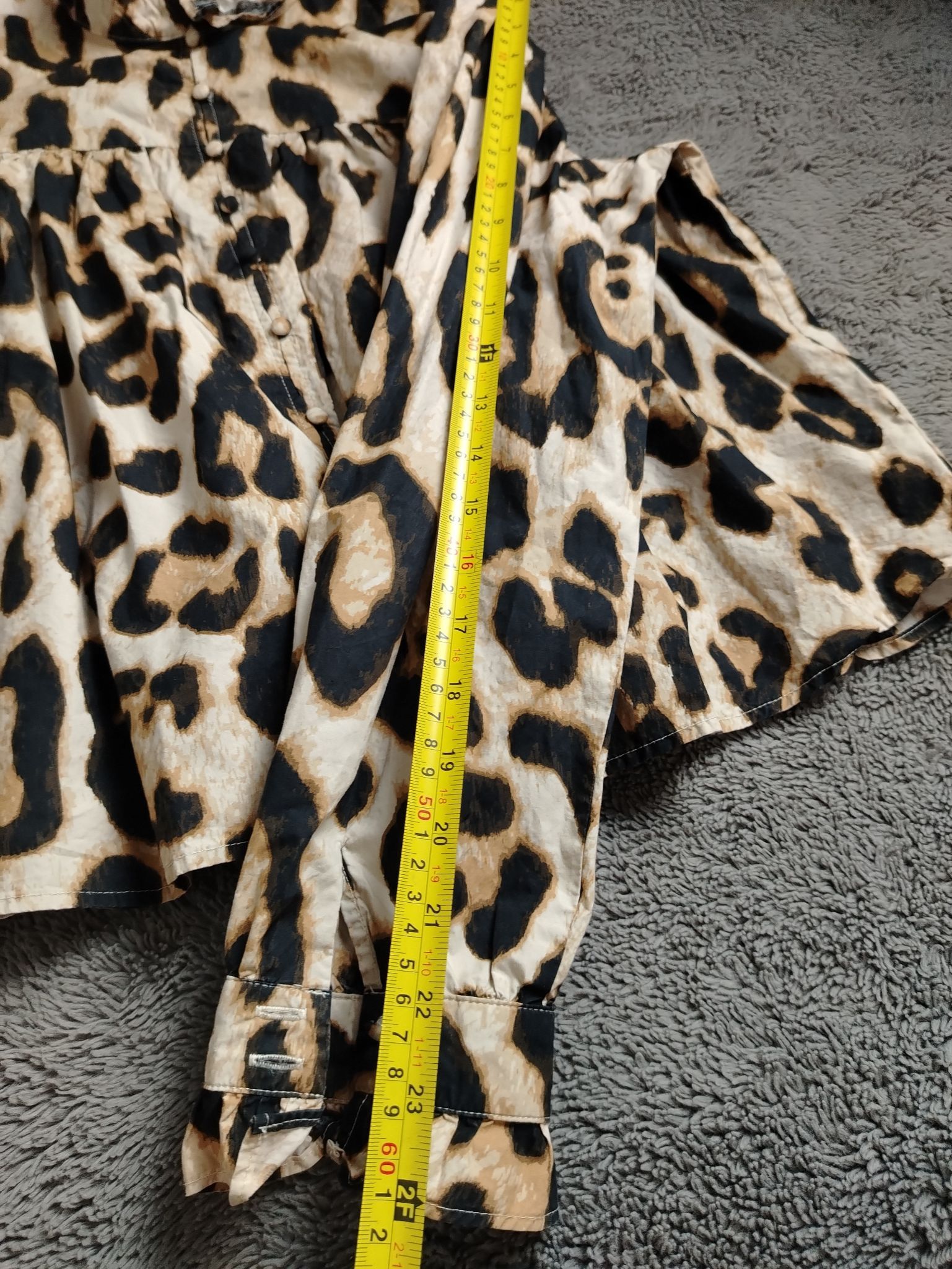 H&M Pre-Loved Blouse Women M Leopard Print Ruffle Collar Long Size M / US 6-8 / IT 42-44 - 5 Thumbnail