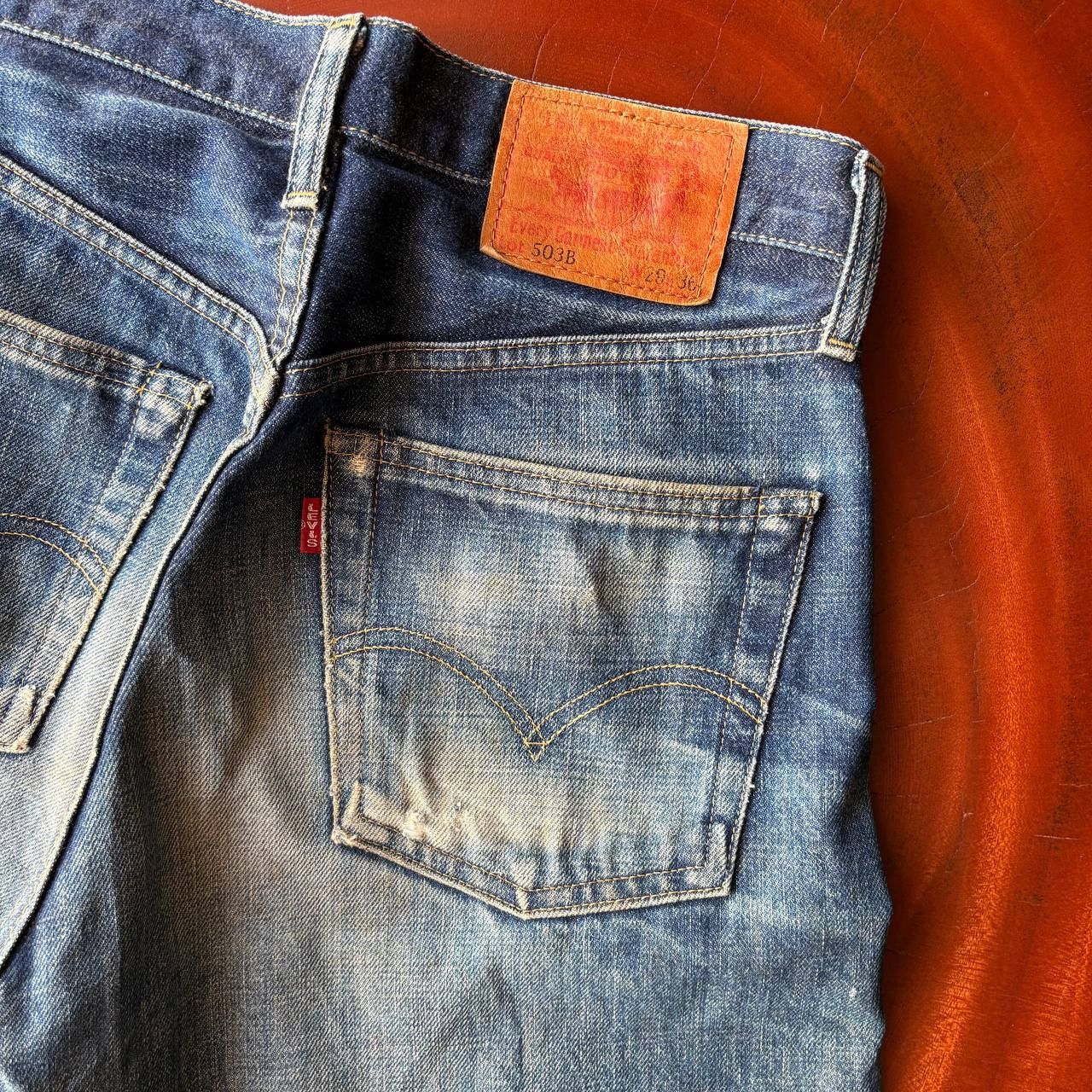 Levi's Vintage Clothing Levi’s 503B Big E Selvedge Distress Vintage Dark Blue Pants Size US 29 - 13 Thumbnail