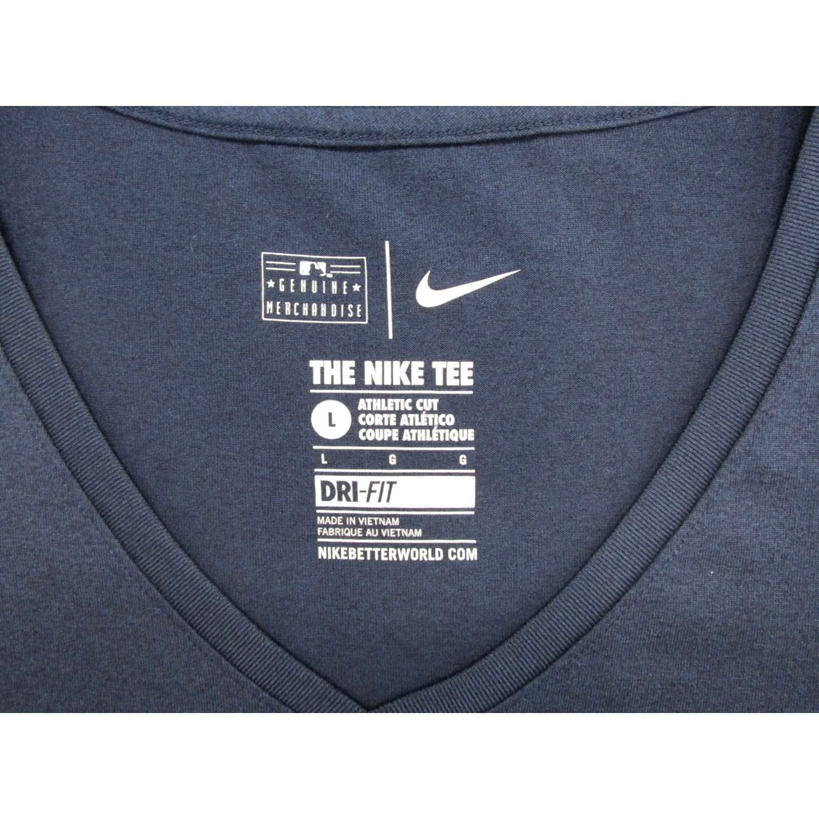 Nike Nike Milwaukee Brewers Dri-Fit V-Neck Short Sleeve Shirt Women L Blue MLB Size L / US 10 / IT 46 - 3 Thumbnail