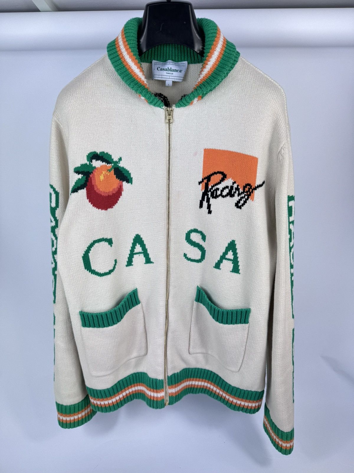 Casablanca LOGO PRINT KNIT ZIP UP SWEATER Size US L / EU 52-54 / 3 - 1 Thumbnail