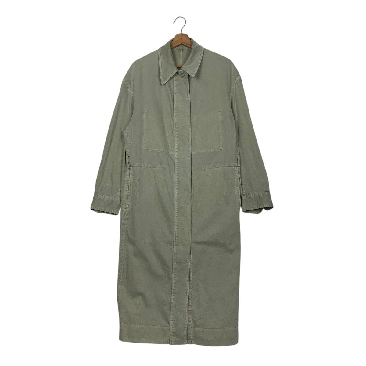 Uniqlo X LEMAIRE Faded Green Long Coat Jacket #2729-C123
