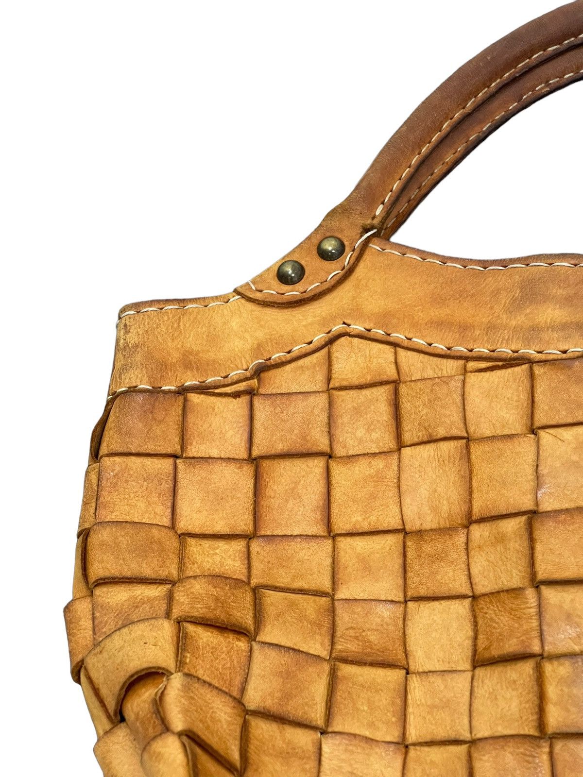 Japanese Brand Full Leather Vtg Robita Japan Intrecciato Weave Tote Bag 1🟩 Size ONE SIZE - 10 Thumbnail