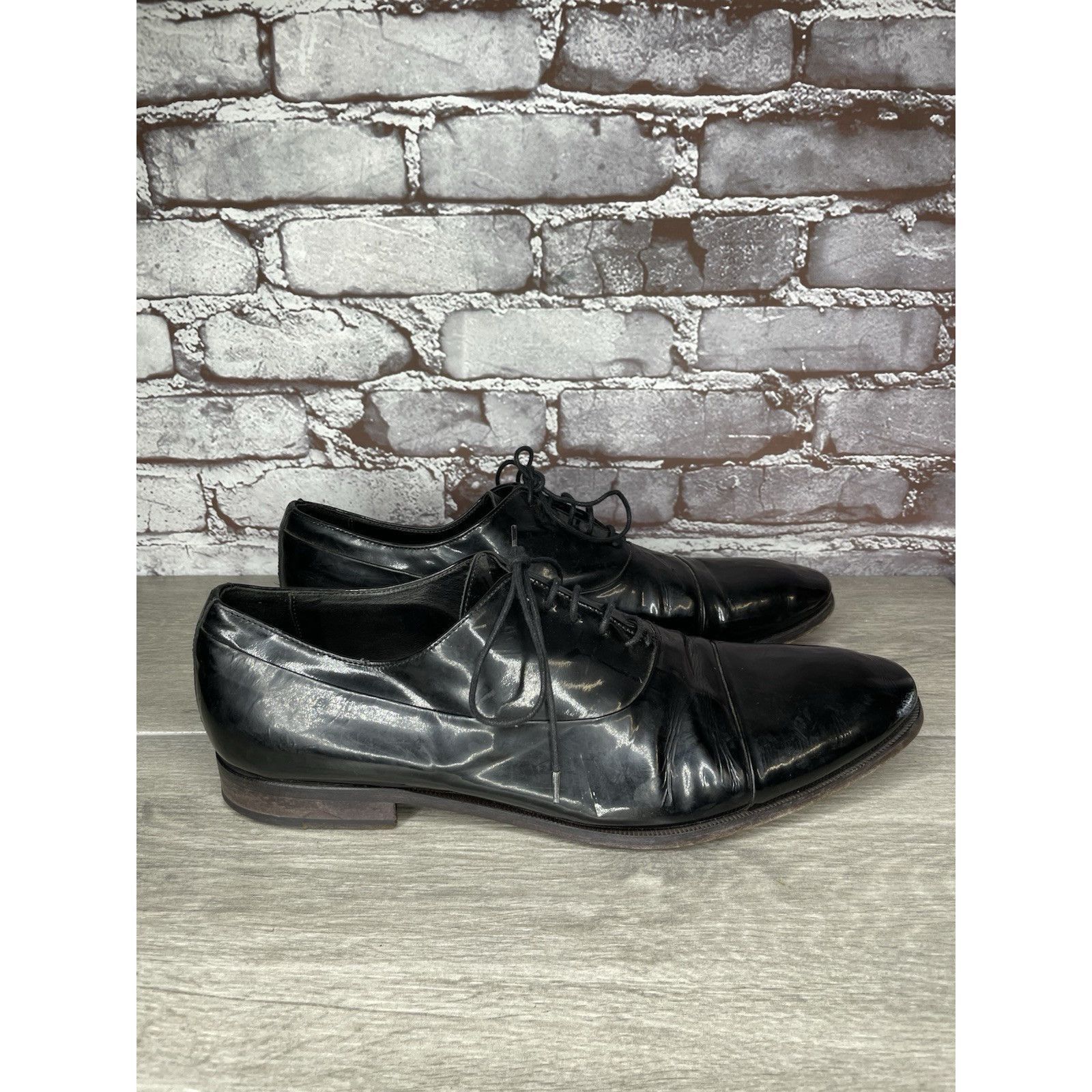 Sturhling Rolando Sturlini Black Patent Leather Derby Tuxedo Dress Sho Size US 12 / EU 45 - 20 Thumbnail