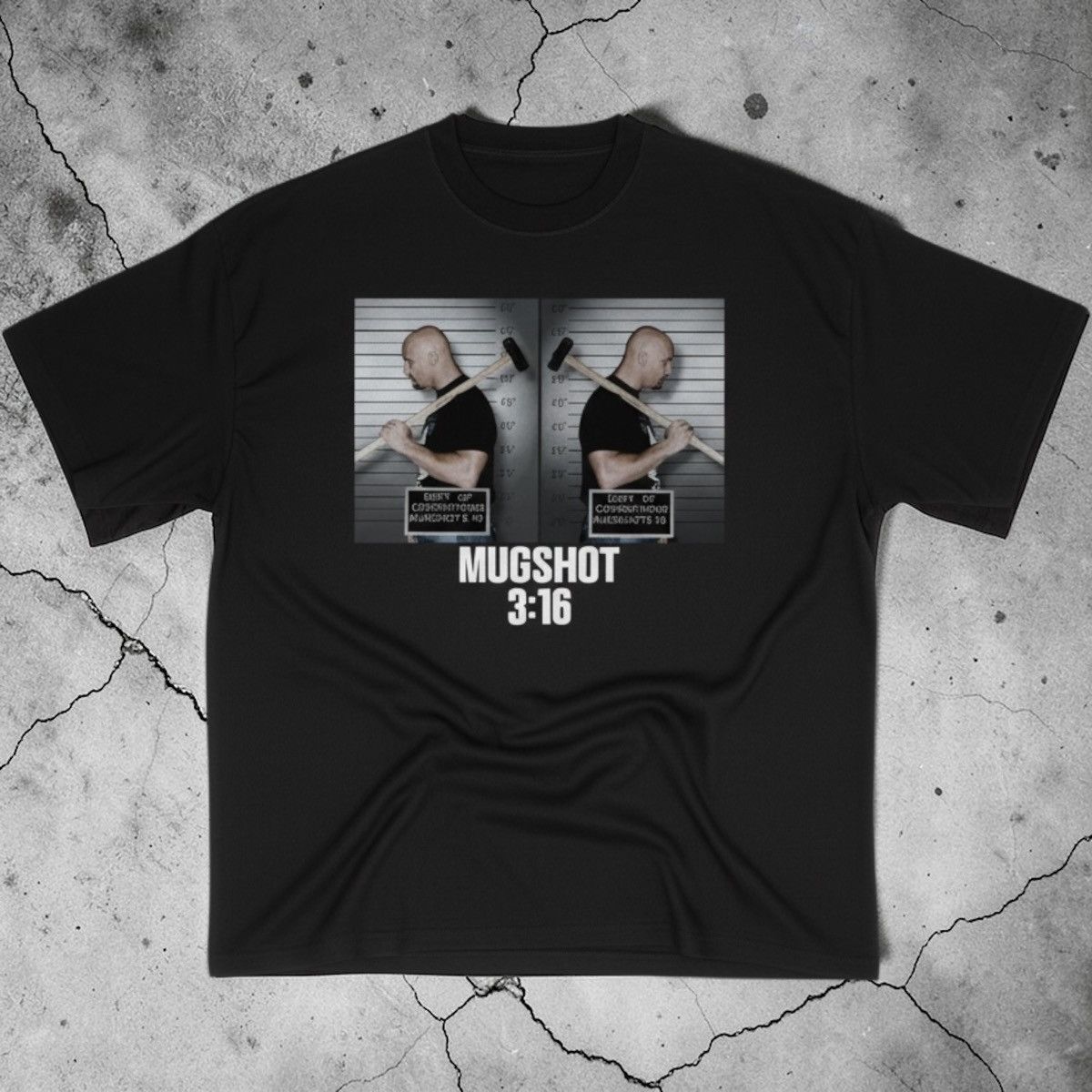 WWE Stone cold mugshot/hand cuff tee Size US XXL / EU 58 / 5 - 1 Thumbnail