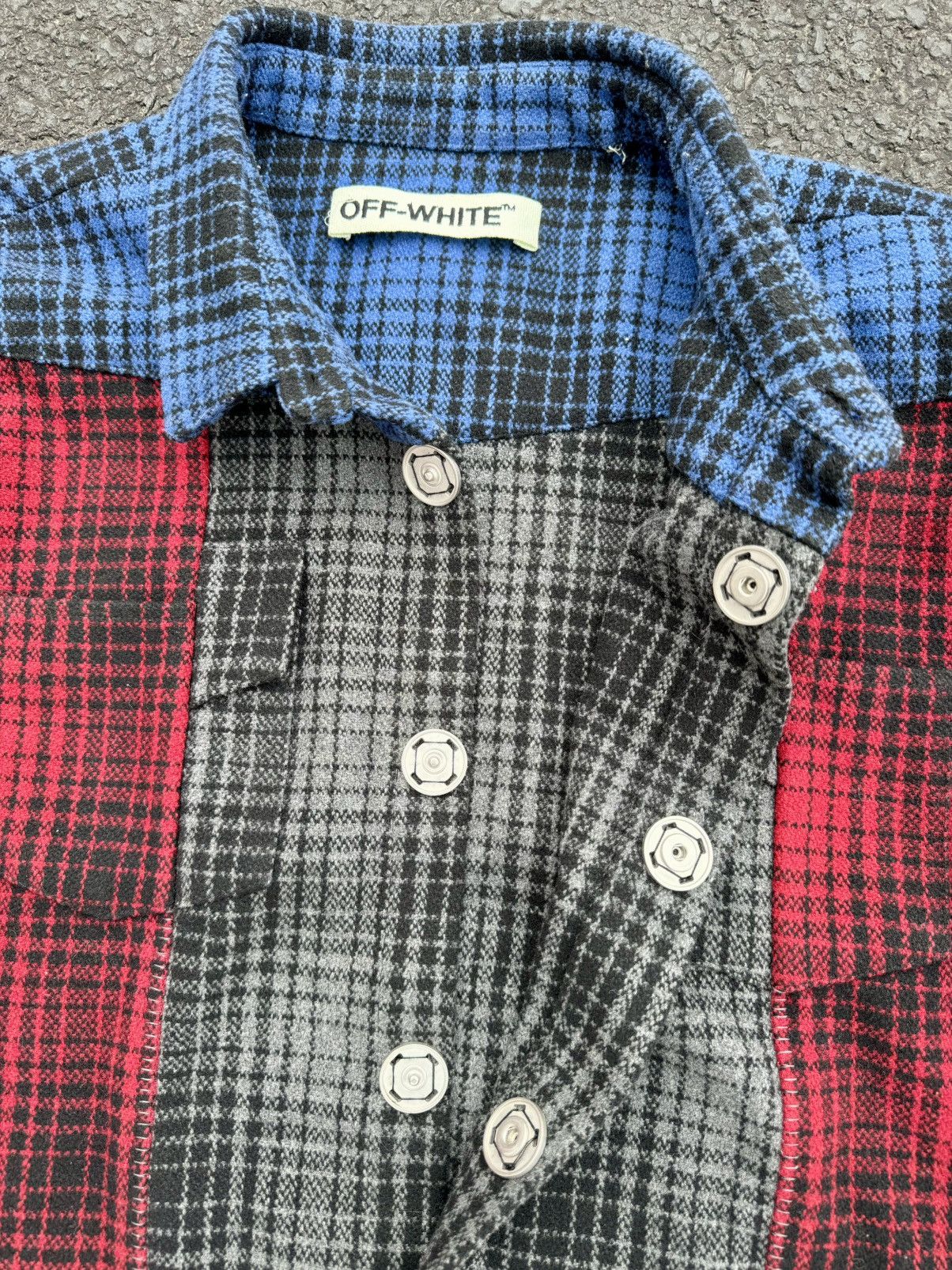 Off-White × Virgil Abloh Off White By Virgil Abloh Patchwork Flannel Jacket Size US L / EU 52-54 / 3 - 8 Thumbnail