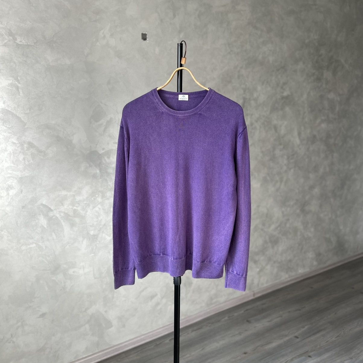 Luigi Borrelli Borrelli Napoli 100% Cashmere Purple Garment Dyed Sweater Size US XL / EU 56 / 4 - 2 Thumbnail