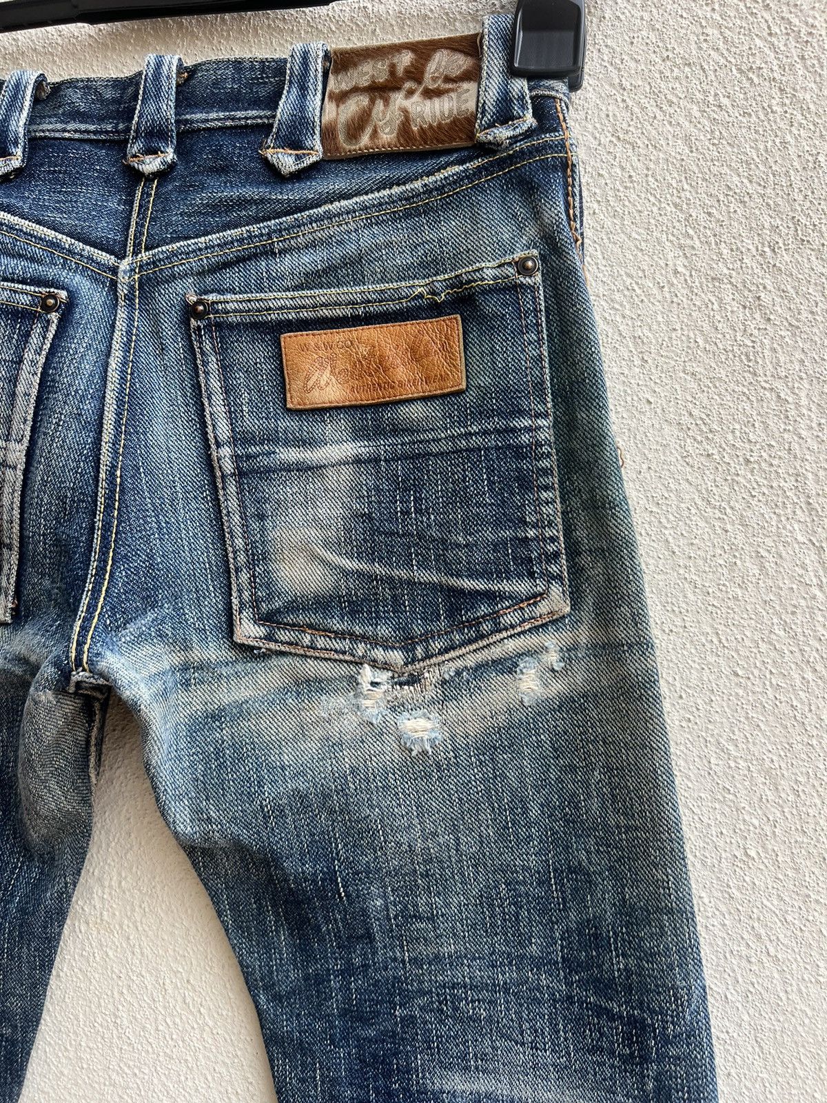 Freewheelers Trashed West Ride Japan Thick Denim Bootcut Jeans Size US 28 / EU 44 - 19 Thumbnail