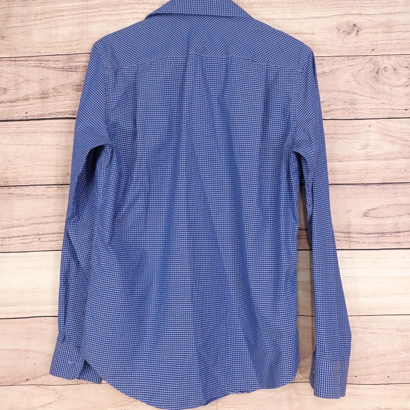Joseph Abboud Joseph Abboud Indigo Blue Shirt Men Neck 16 Slim Non-Iron Gingham Dress 34/35 Sleeve 100% Cotton Mens Size US L / EU 52-54 / 3 - 4 Thumbnail
