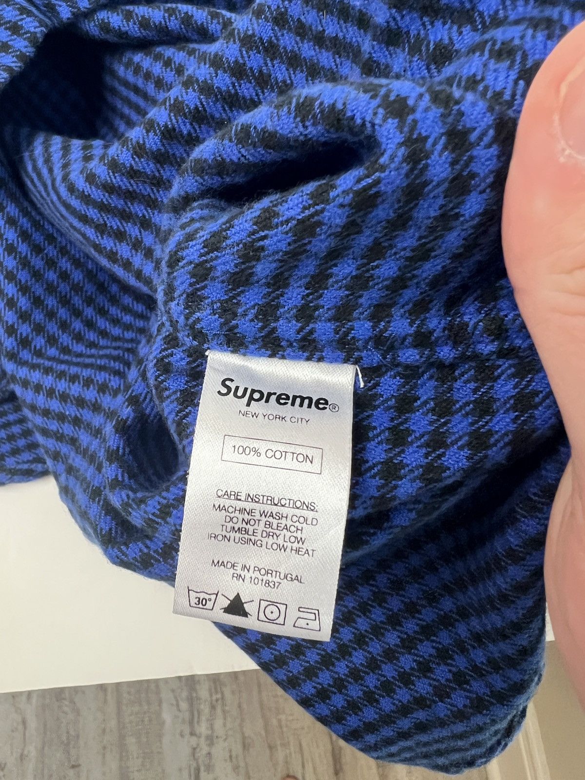 Supreme Houndstooth Royal Blue Button Up Down Shirt Size US XL / EU 56 / 4 - 4 Thumbnail