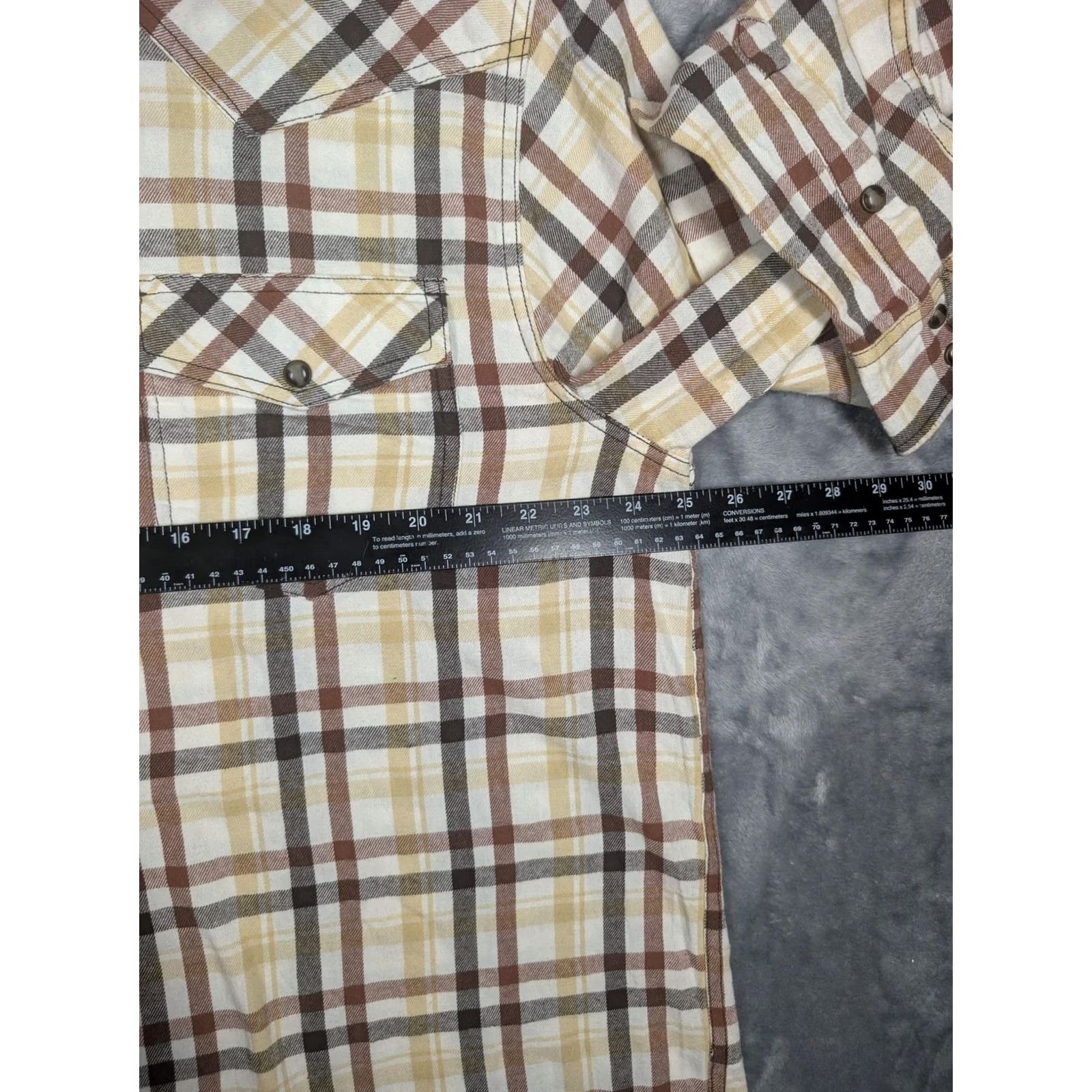 Cody James Cody James Shirt Mens XL Beige Plaid Flannel Long Sleeve Snap Front Western Size US XL / EU 56 / 4 - 3 Thumbnail