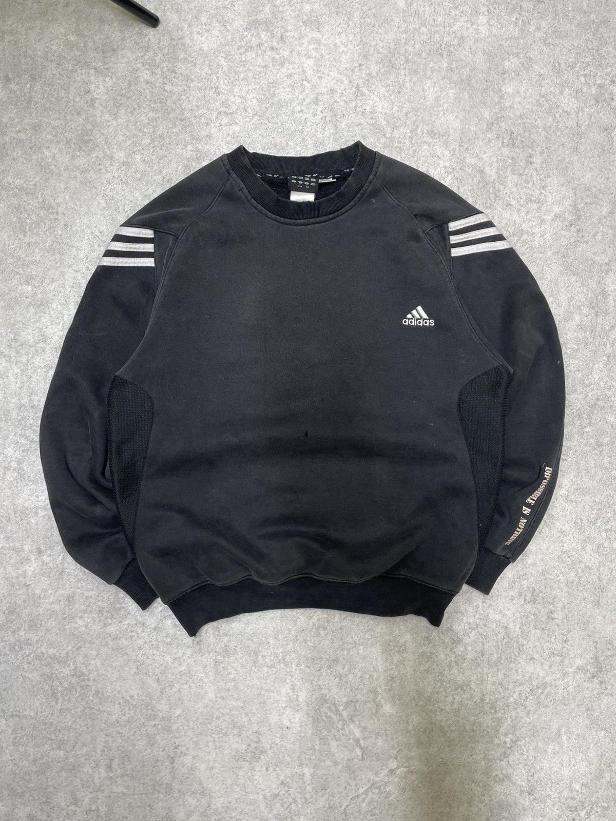 Adidas × Japanese Brand × Le Grande Bleu (L.G.B.) Distres sed Y2K Adidas Three-Stripe Black Sweatshirt Size US L / EU 52-54 / 3 - 2 Thumbnail