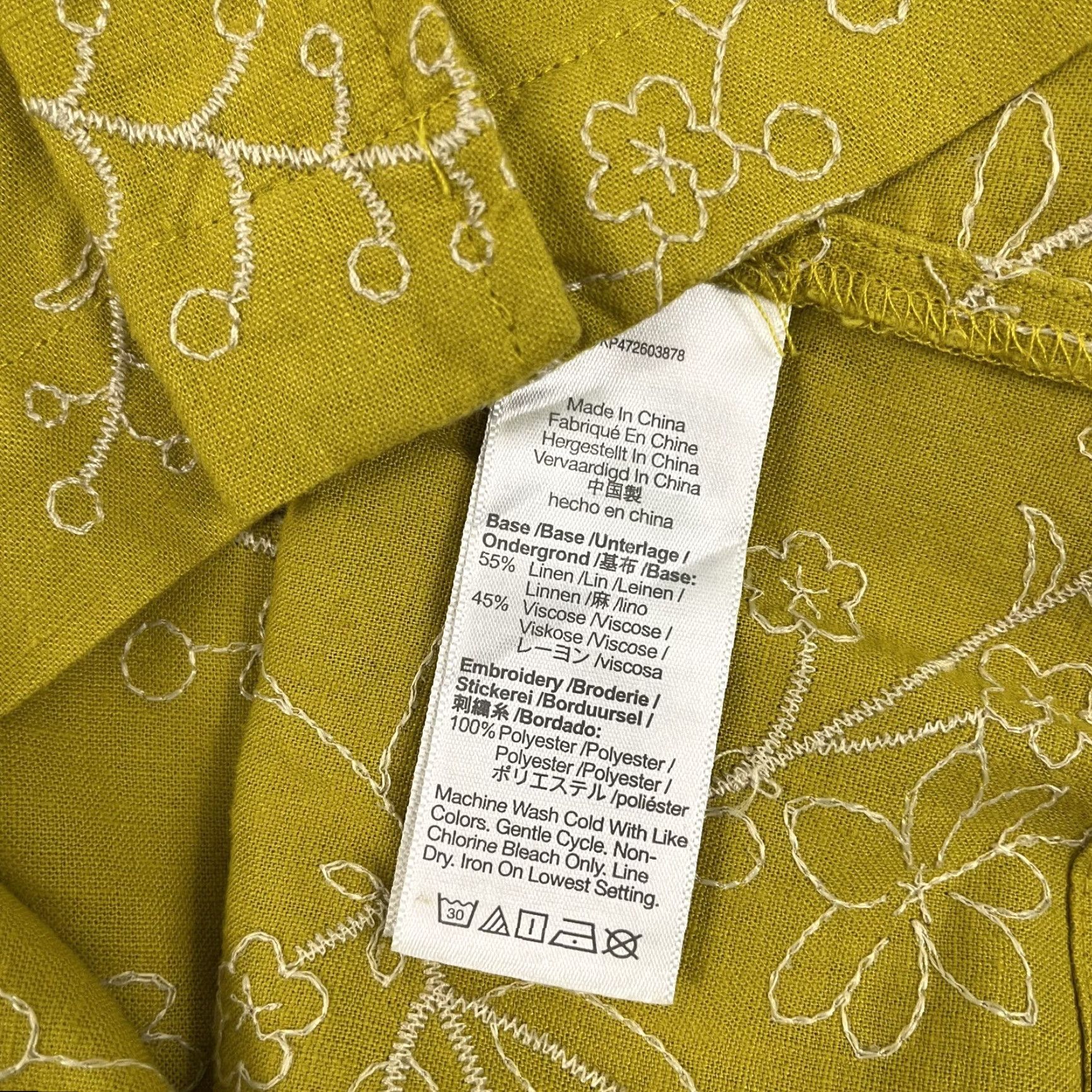 Madewell Madewell Button Up Shirt Women Medium Crop Yellow Floral Embroidered Linen Blend Shirt Size M / US 6-8 / IT 42-44 - 6 Thumbnail