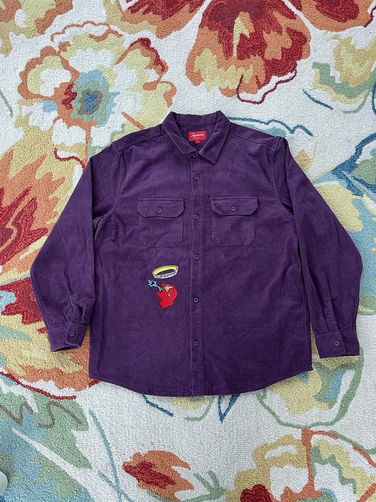 image of Supreme Gonz Corduroy Work Shirt Fw21 Purple, Men's (Size Large)