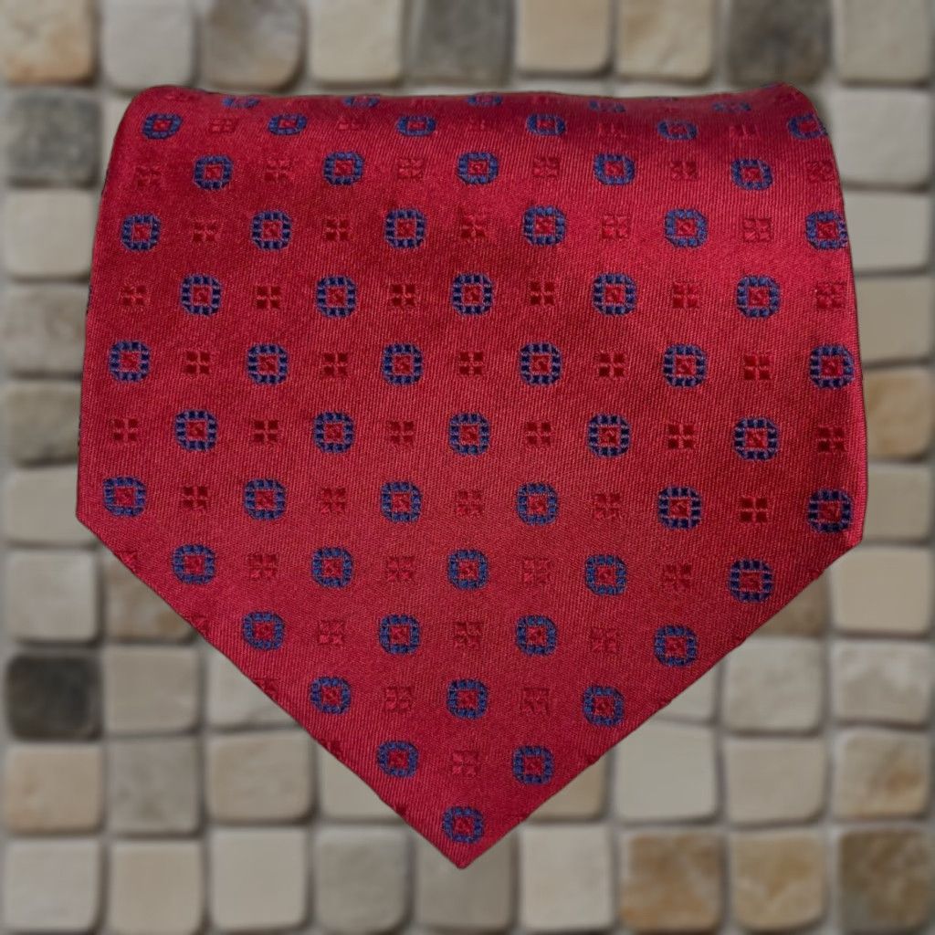 Brooks Brothers Brooks Brothers Silk Tie Geometric Foulard Handmade in Italy Men’s 57"-60" 4" Wide Red Silk Tie Designer Preppy American Mens Size ONE SIZE - 1 Thumbnail