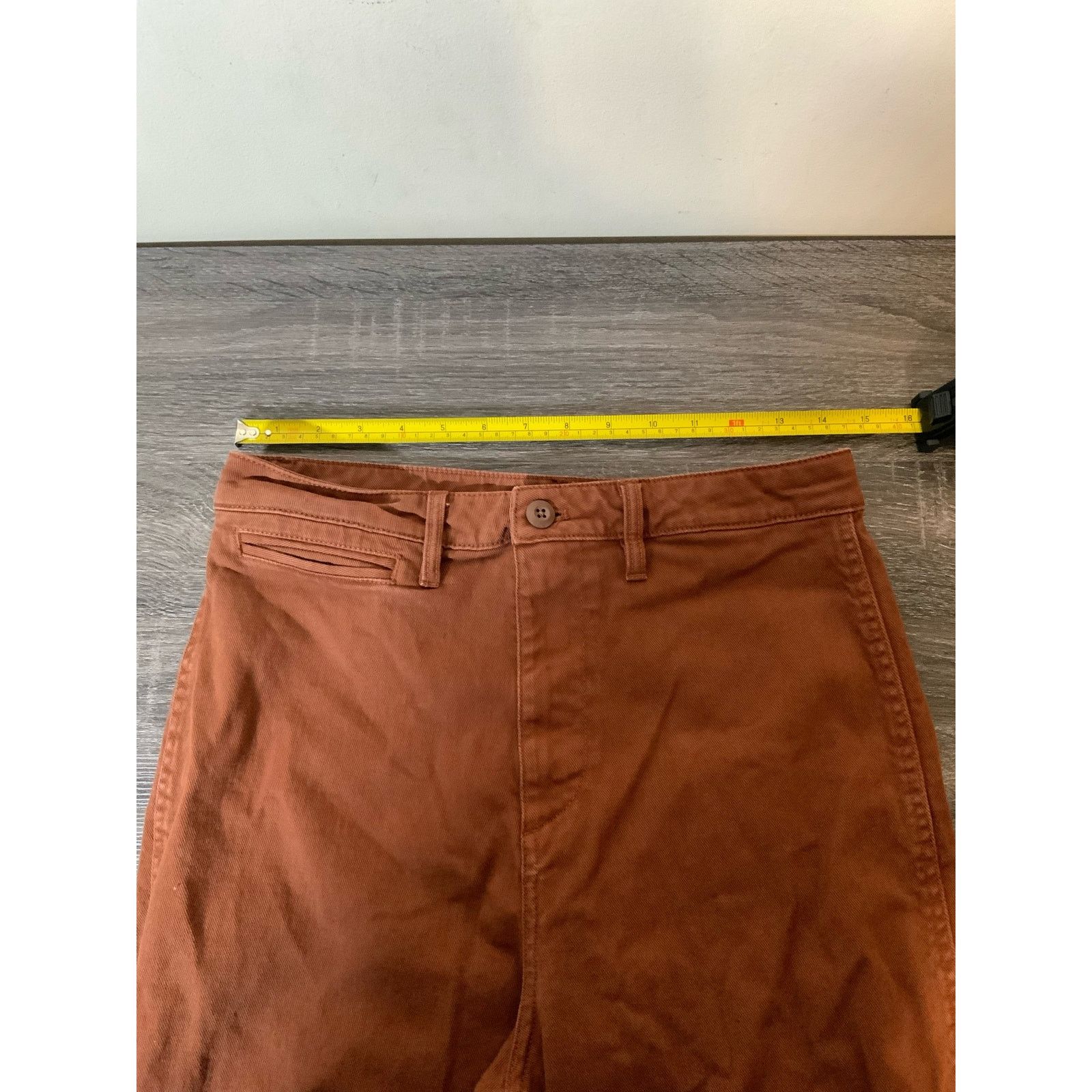 Quince Quince Denim Stretch Tapared and Wide Leg Brown Jeans 29" Size 29" - 4 Thumbnail