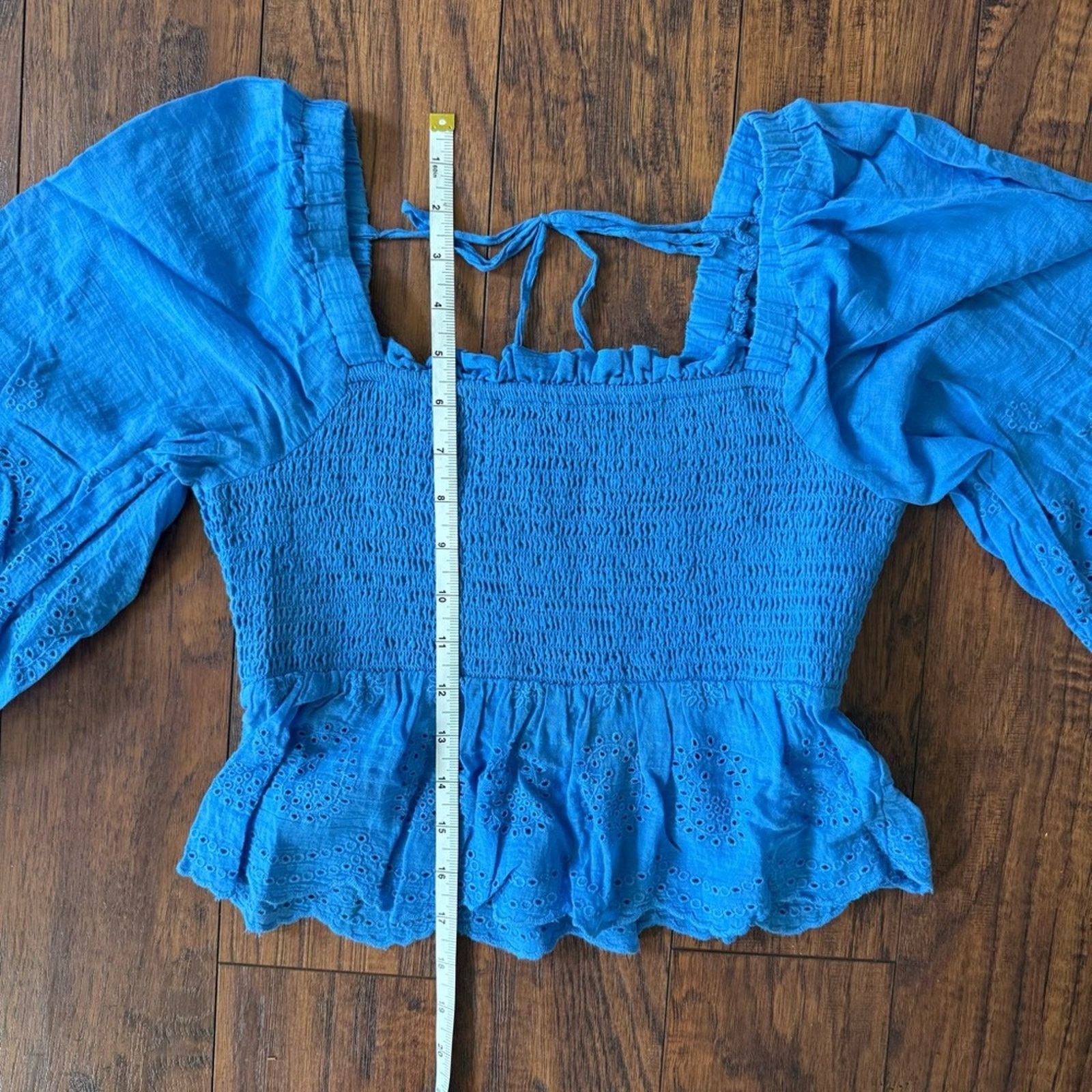 American Eagle Outfitters American Eagle Outfitters Eyelet Peplum Crop Top M Size M / US 6-8 / IT 42-44 - 15 Thumbnail
