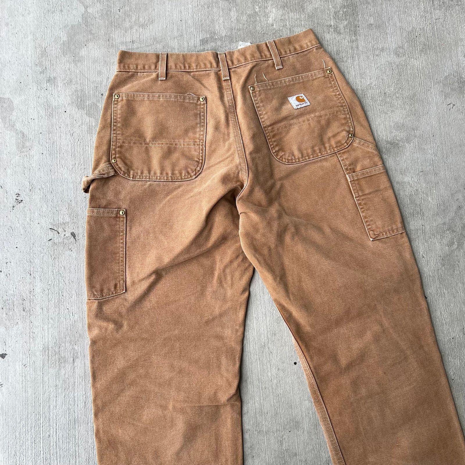 Carhartt × Vintage Carhartt brown faded double knee work wear carpenter pants Size US 31 - 5 Thumbnail