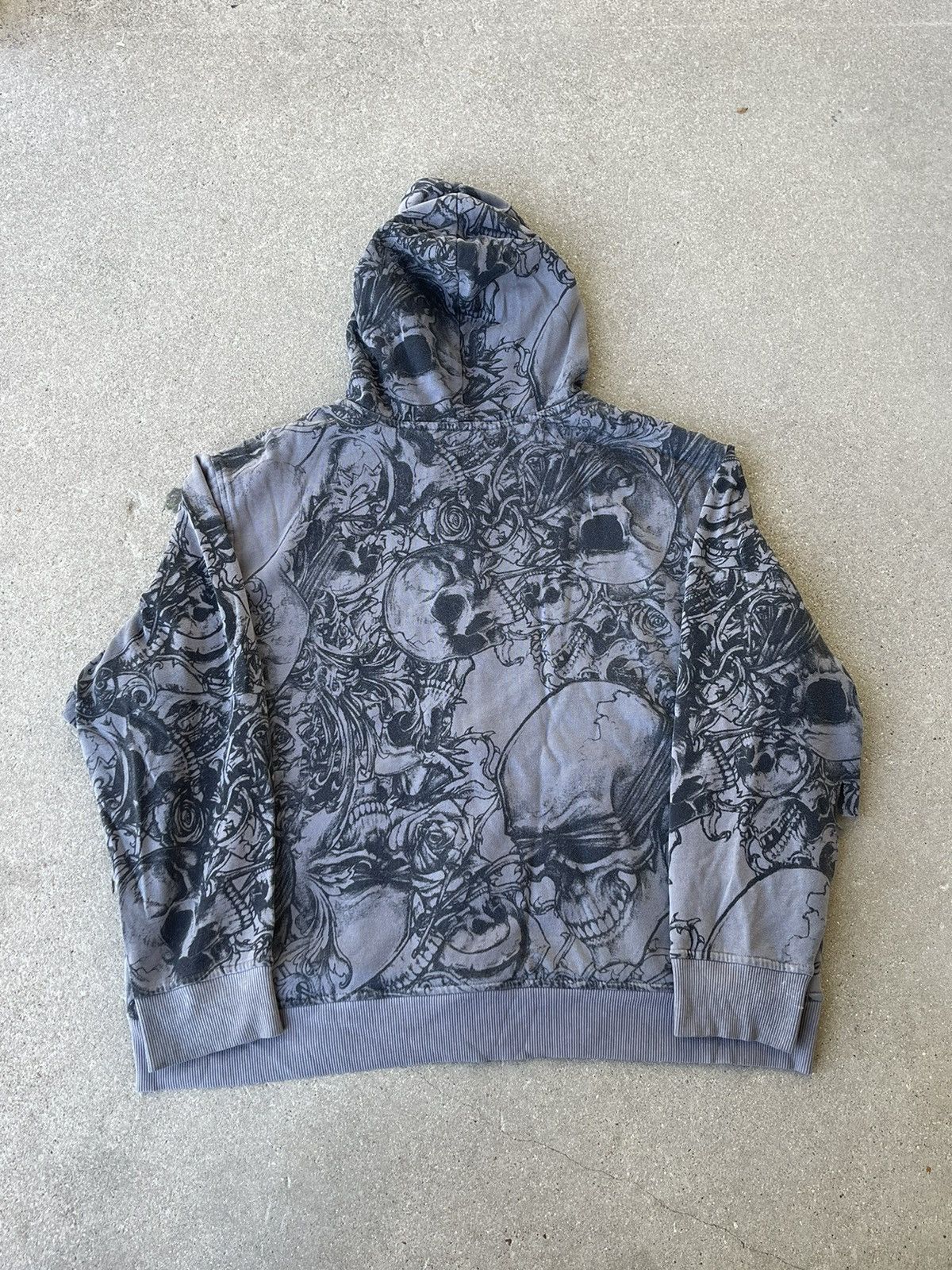 Affliction × Vintage Vintage Y2K AOP Skull Wings Grunge Style Hoodie Mens XL Size US XL / EU 56 / 4 - 2 Thumbnail