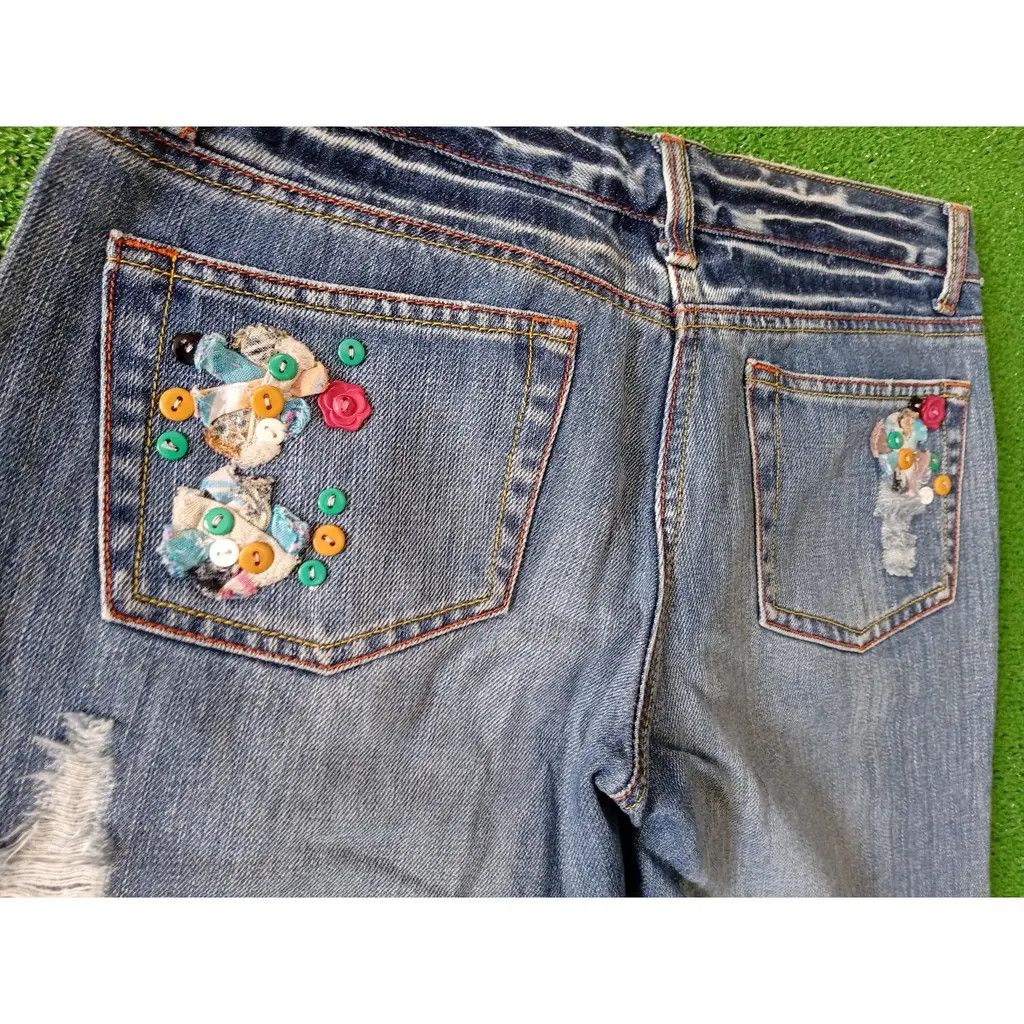 Other Jolina Vintage Embroidered Button Patch Jeans – Size 40 Size 31" - 6 Thumbnail