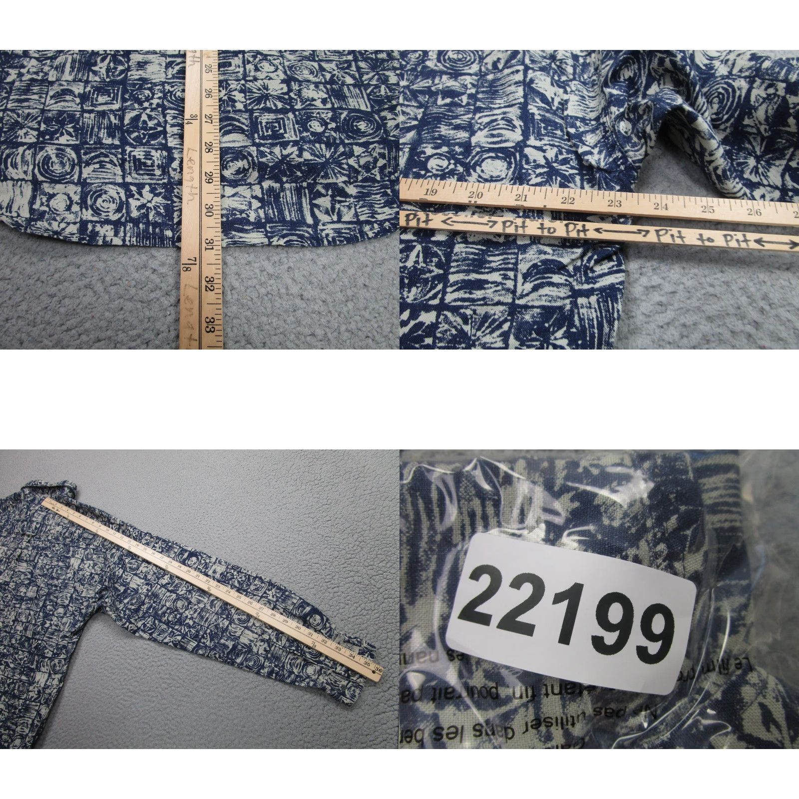 Vintage VINTAGE Natural Tone Shirt Mens L Blue Linen Geometric 90s Party Size US L / EU 52-54 / 3 - 8 Thumbnail