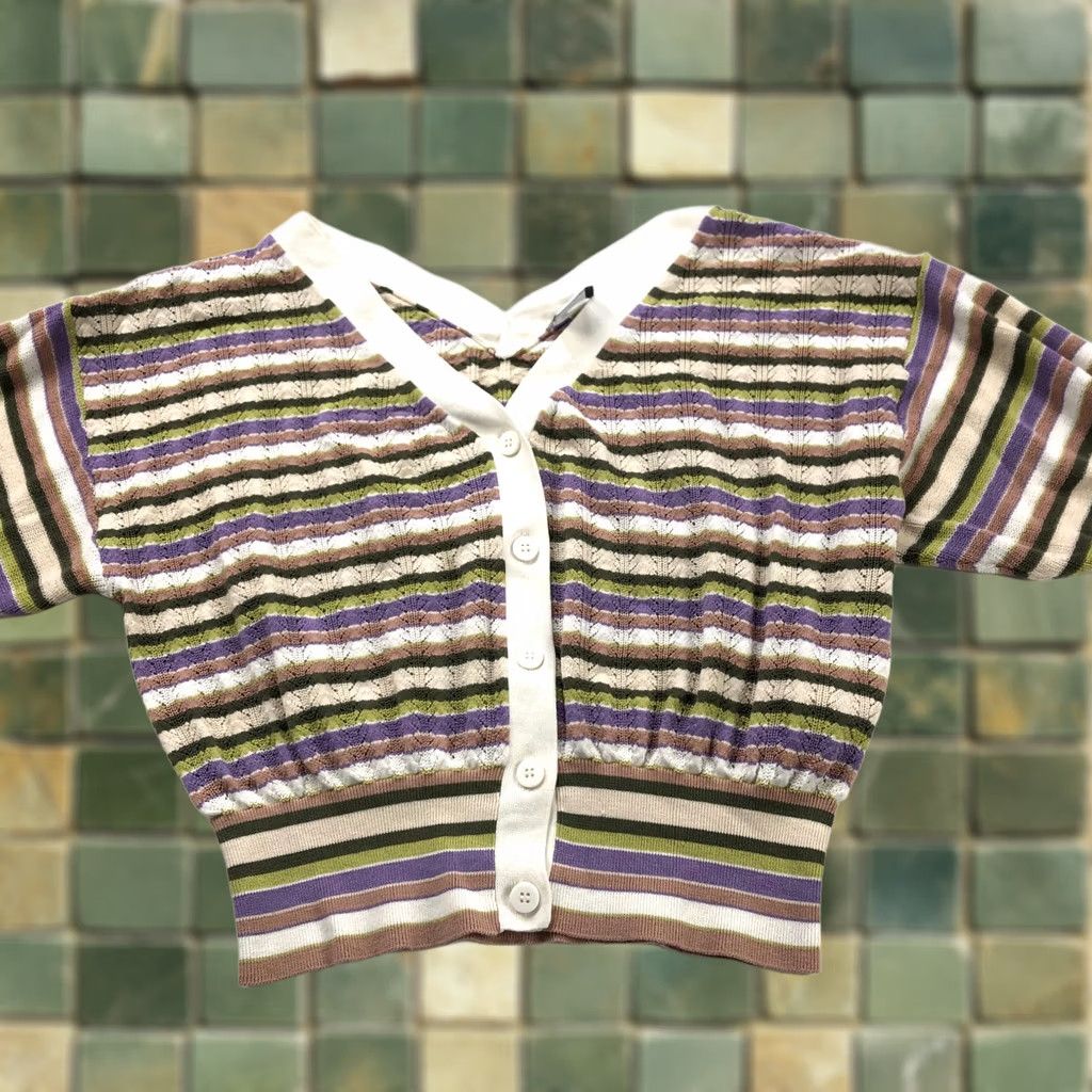 Marella Marella Sweater Womens XL Cropped Cardigan Neck Colorful Multicolor HRJ Size XL / US 12-14 / IT 48-50 - 1 Thumbnail