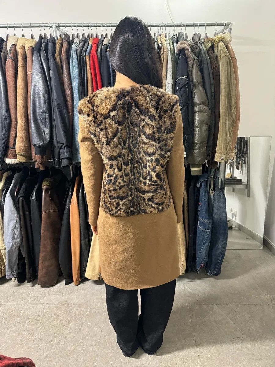 Just Cavalli Cavalli Leopard Fur Wool Camel Jacket Size XS / US 0-2 / IT 36-38 - 4 Thumbnail
