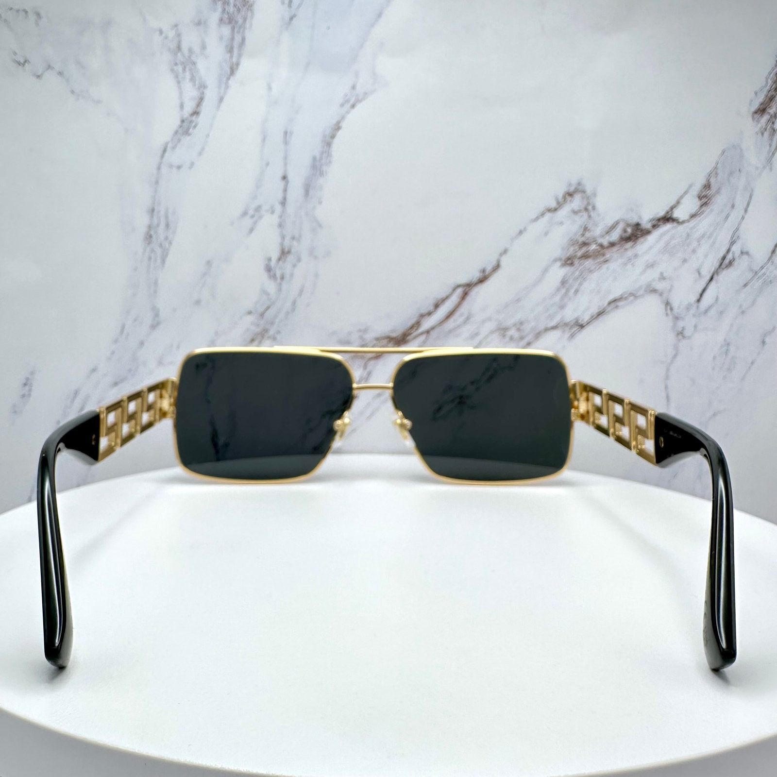 Versace New VERSACE Sunglasses Gold Metal Greca Logo Rectangle Size ONE SIZE - 12 Thumbnail