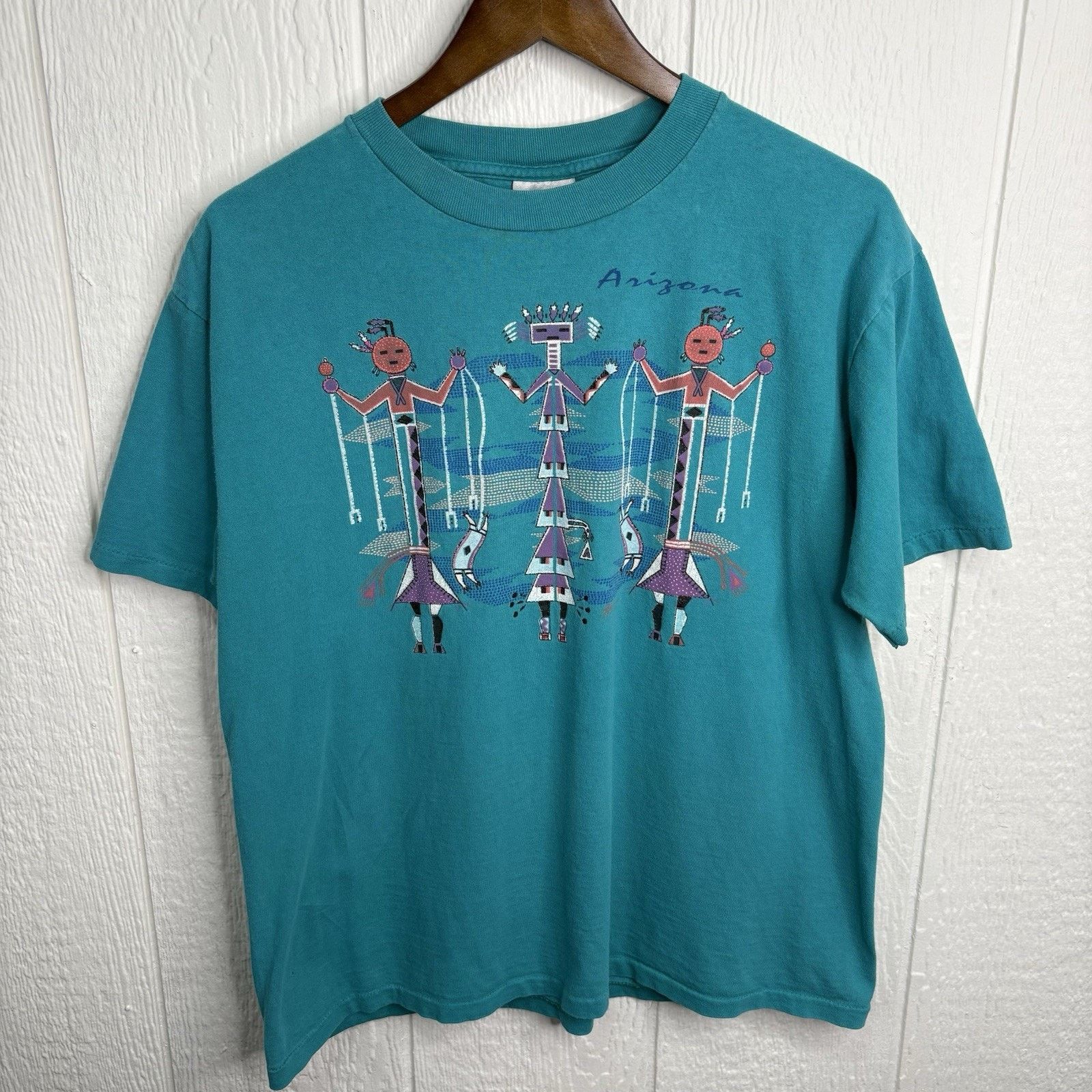 Other Vintage 90’s Teal Arizona Aztec Statue Tee Size Large Size US L / EU 52-54 / 3 - 1 Thumbnail
