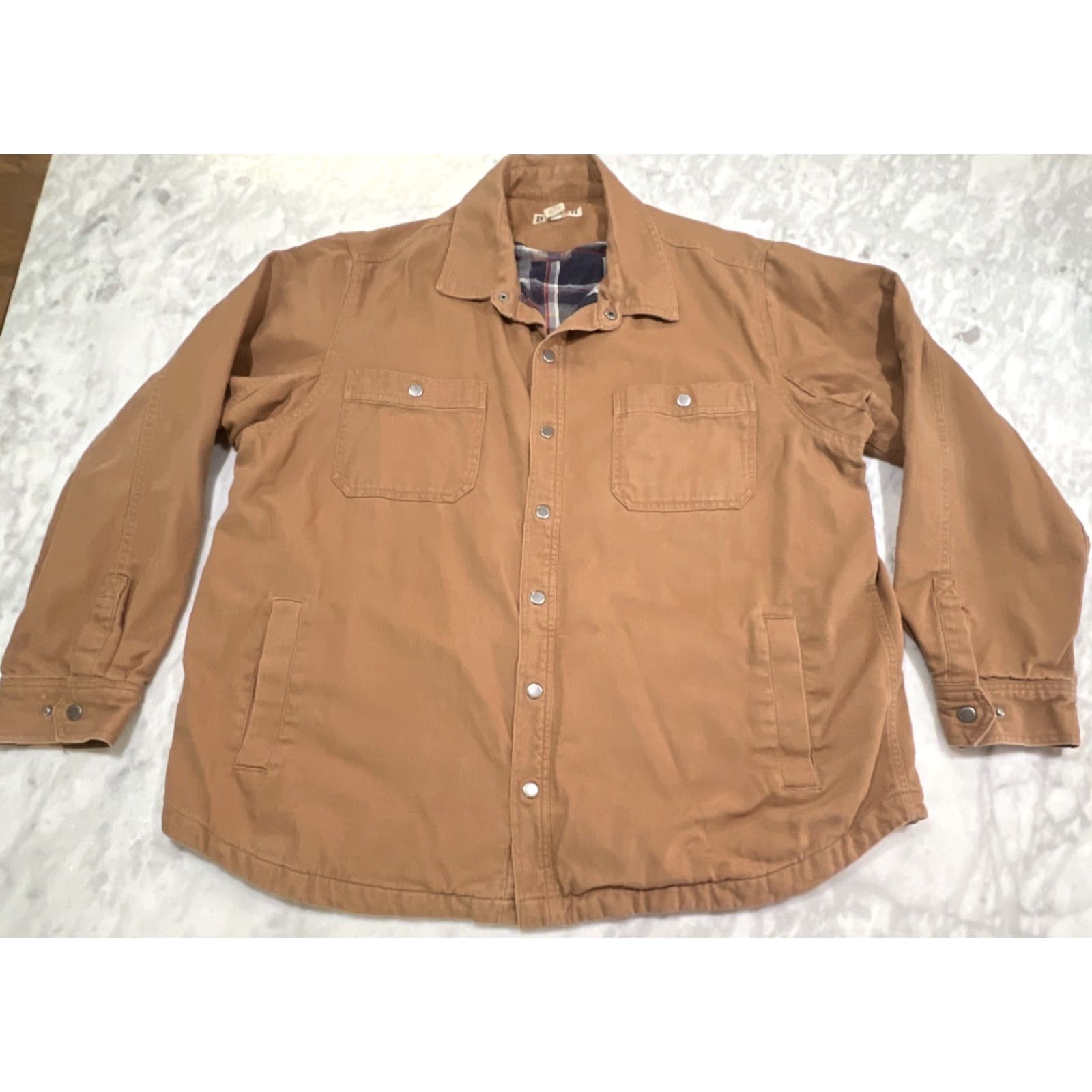 Duluth Trading Company DULUTH TRADING CO Fire Hose Flannel Lined Shirt Men 2XL Brown Cotton Canvas Regular Fit Long Sleeve Snap Collar Robusto Durable Workwear 90s? Size US XXL / EU 58 / 5 - 2 Thumbnail