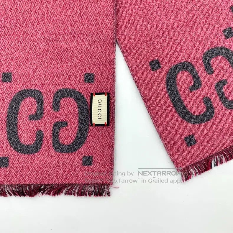 Gucci Gucci Gray and pink colour block logo jacquard full print Size ONE SIZE - 6 Thumbnail