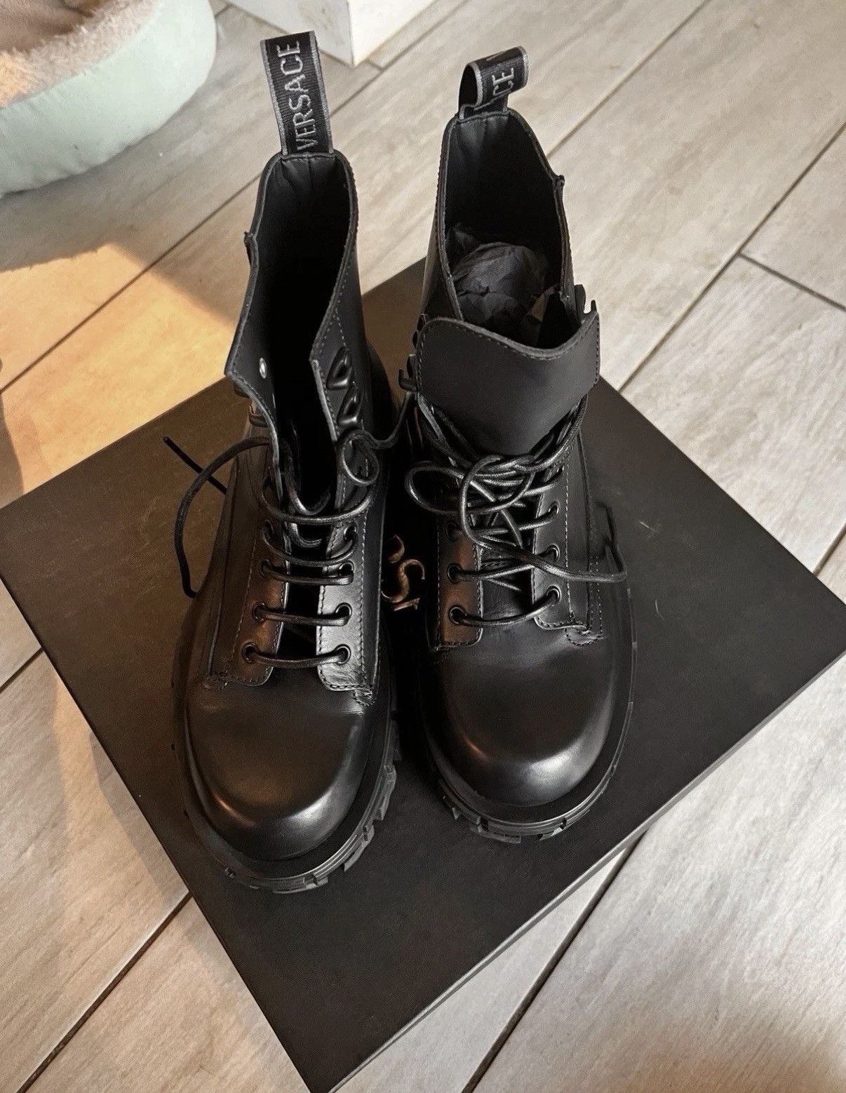 Versace Versace Men’s Leather Boots Black Designer Luxury Size US 7.5 / EU 40-41 - 6 Thumbnail