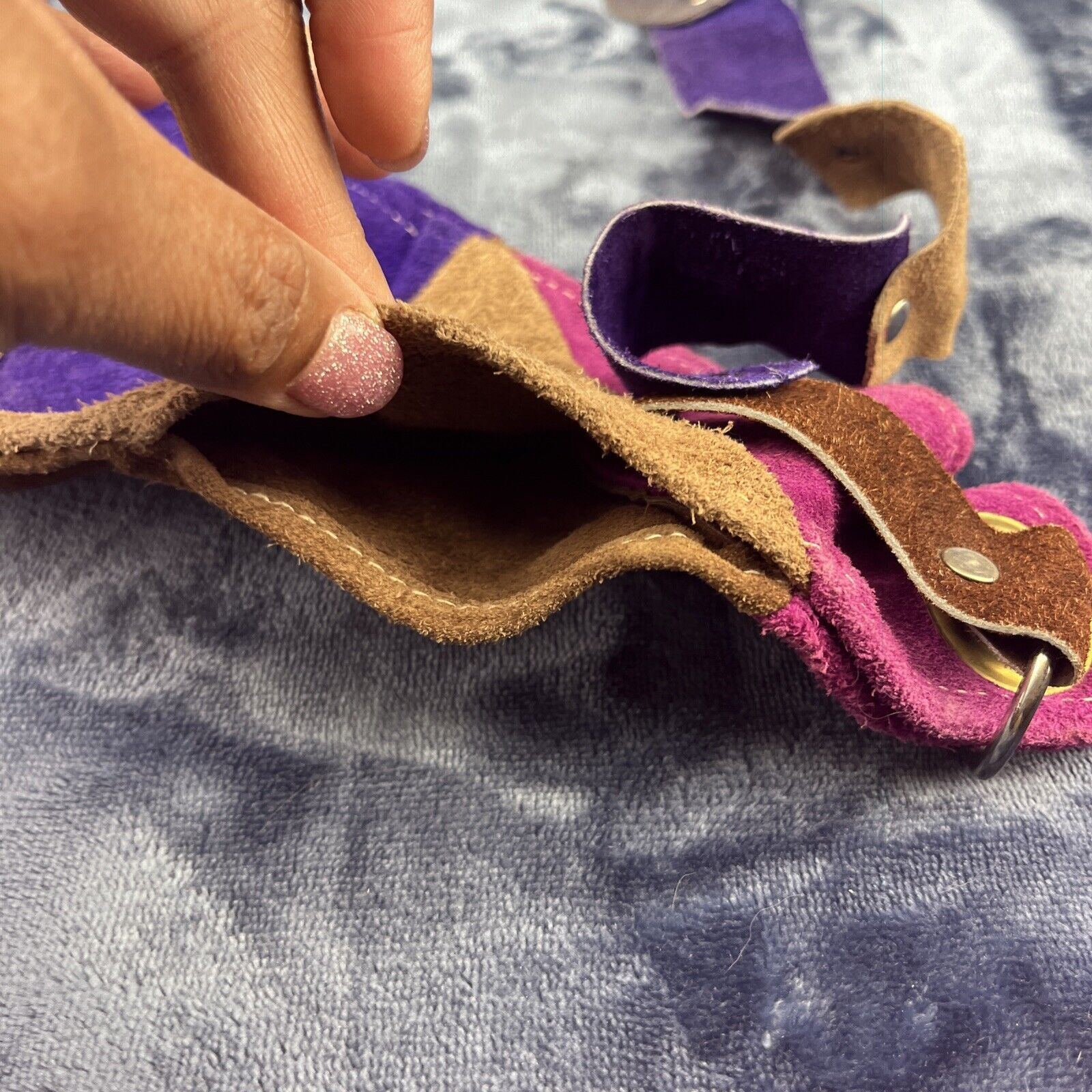 Handmade Patchwork Leather Sling Bag Handmade Canteen Holder Artsy Size ONE SIZE - 5 Thumbnail