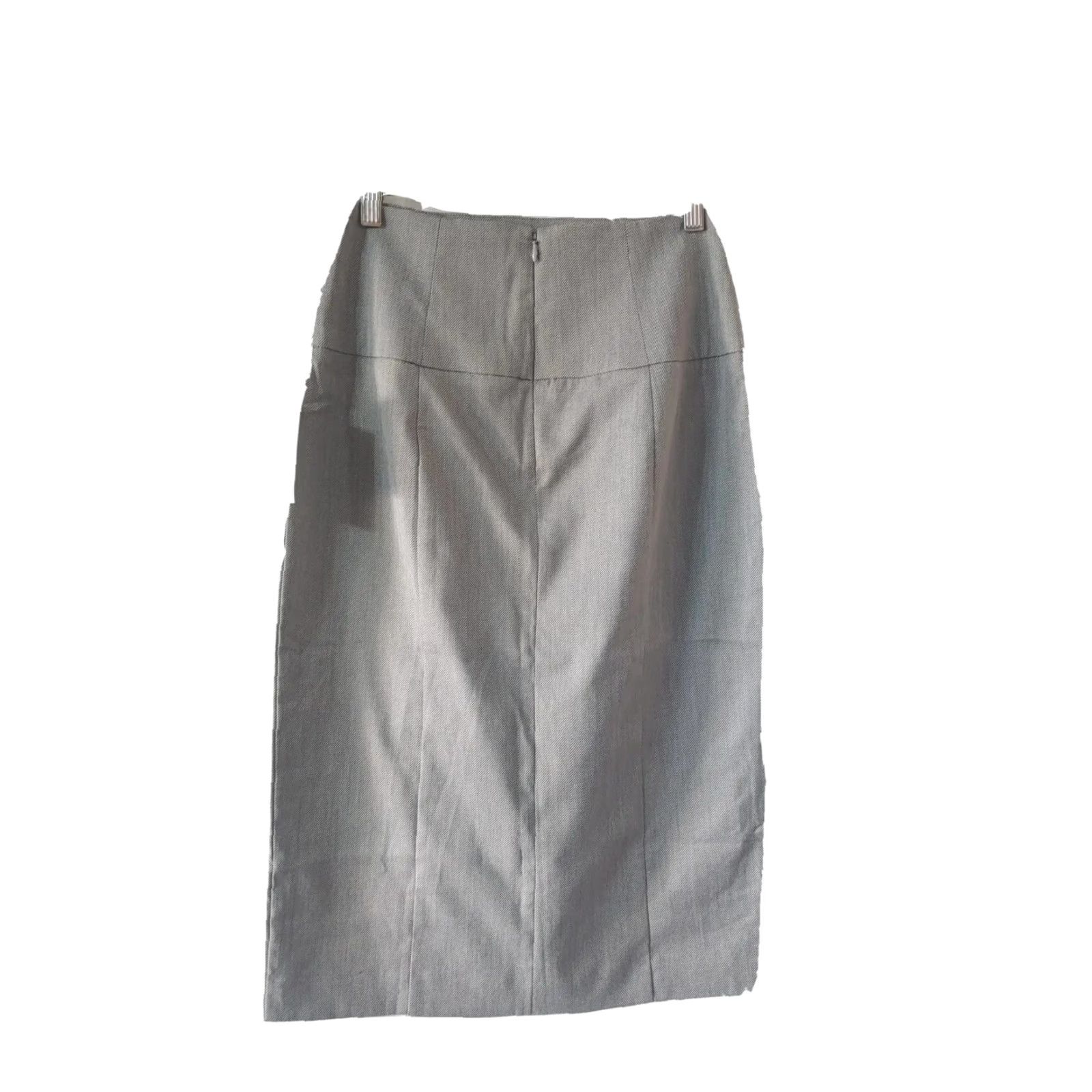 Worthington Worthington Skirt Womens 4 Long Pencil Lined Front Slit Back Zip Gray Twill Size 27" / US 4 / IT 40 - 2 Thumbnail