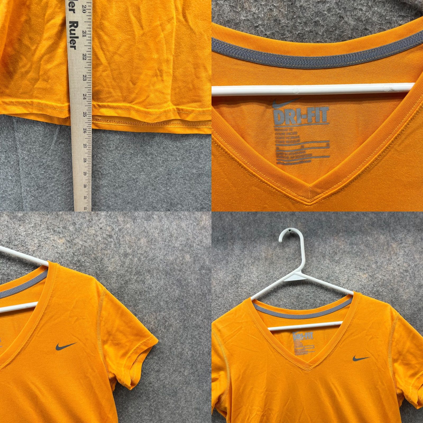 Nike Nike Shirt Womens Medium Orange Dri-Fit V-Neck Athletic Tee Swoosh Athletic Size M / US 6-8 / IT 42-44 - 8 Thumbnail