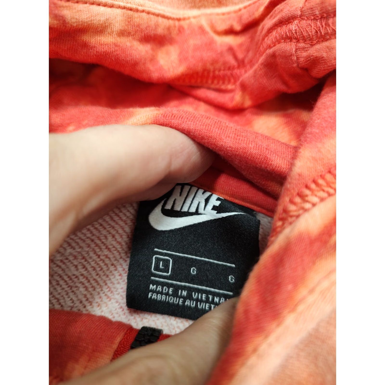 Nike Nike 1/4 Zip Hoodie Womens Large Red Tie Dye Sweatshirt Acid Wash Logo Pockets Zip Fleece Cotton Blend Long Sleeve Size L / US 10 / IT 46 - 4 Thumbnail